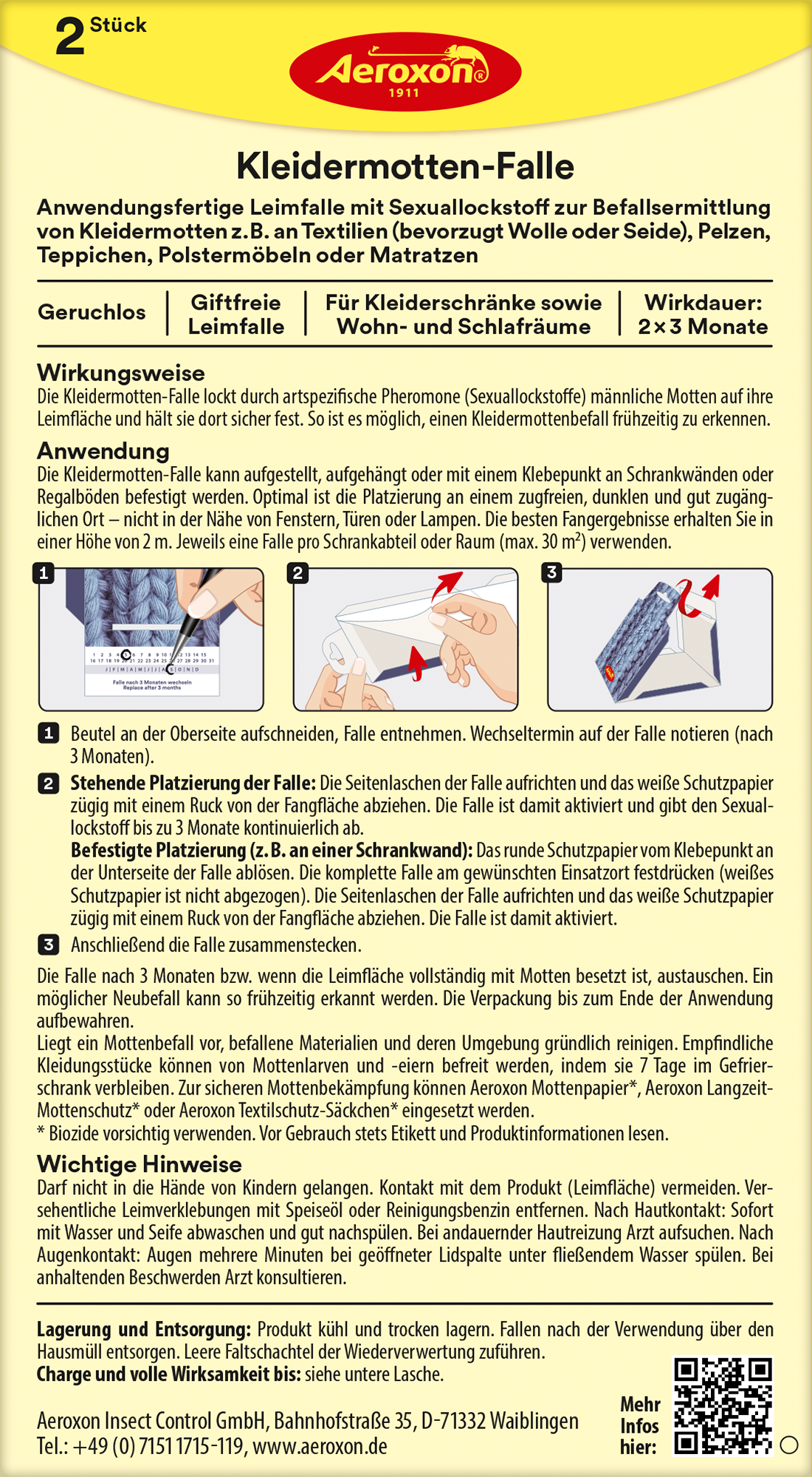 Aeroxon Kleidermotten-Falle, 2 Stück Aeroxon Kleidermotten-Falle, 2 Stück
