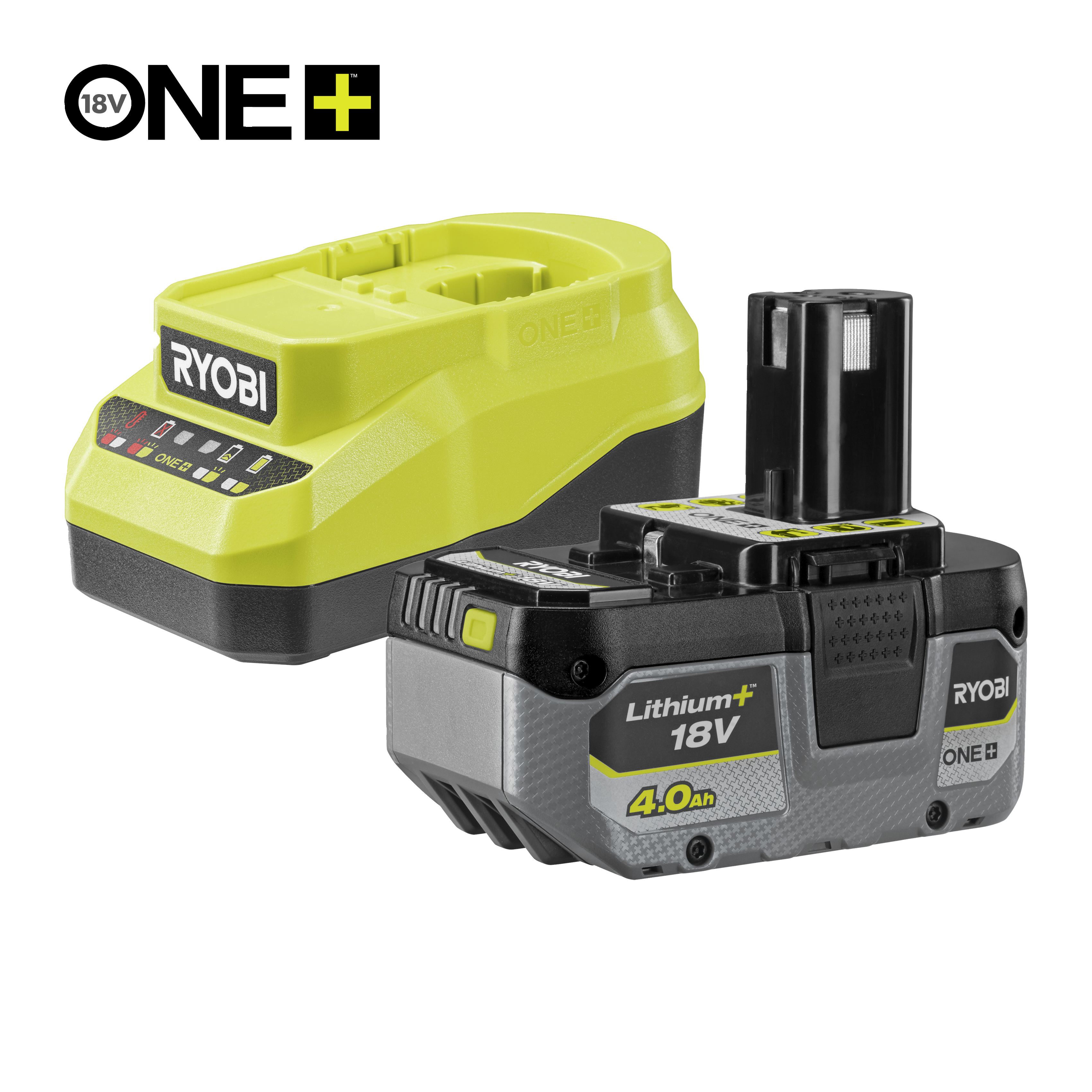 Ryobi 18 V ONE+ Akku-Starterset RC18120A-140X, inkl. 1x 4,0 Ah Akku und 2,0 A Ladegerät