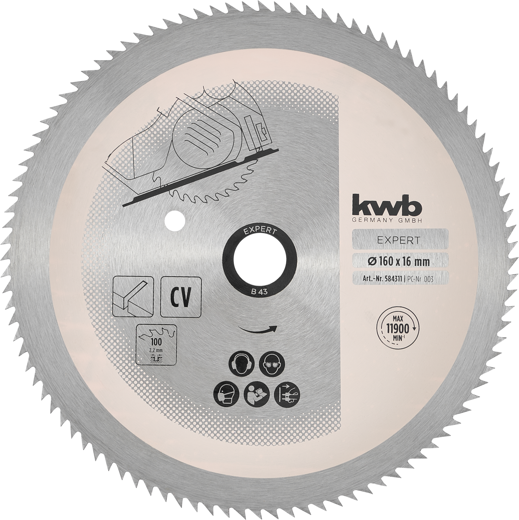 Kwb Kreissägeblatt CV, Ø 160 x 16 mm, Z100 Kwb Kreissägeblatt CV, Ø 160 x 16 mm, Z100