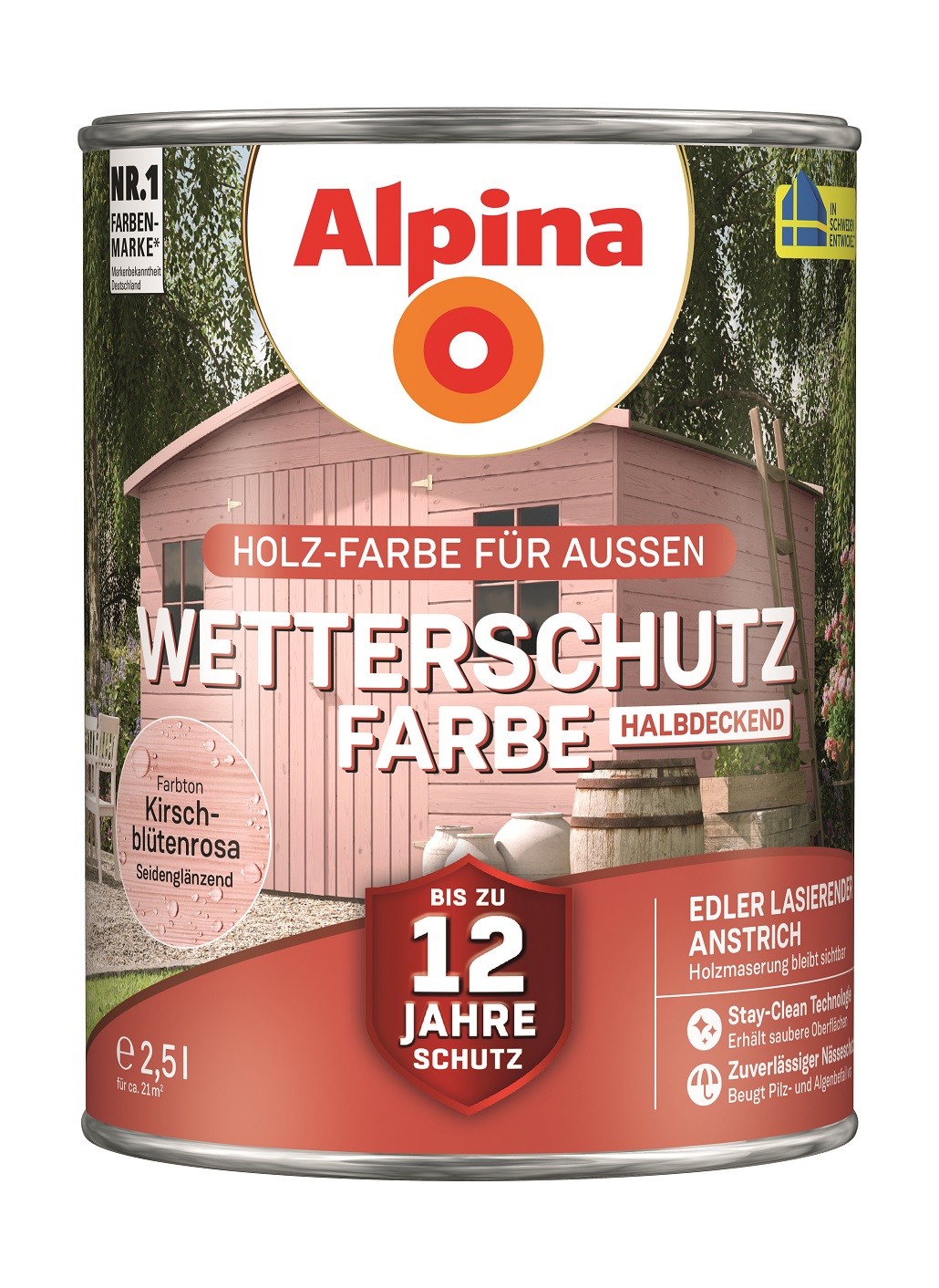 Alpina Wetterschutz-Farbe Kirschblütenrosa, 2,5L