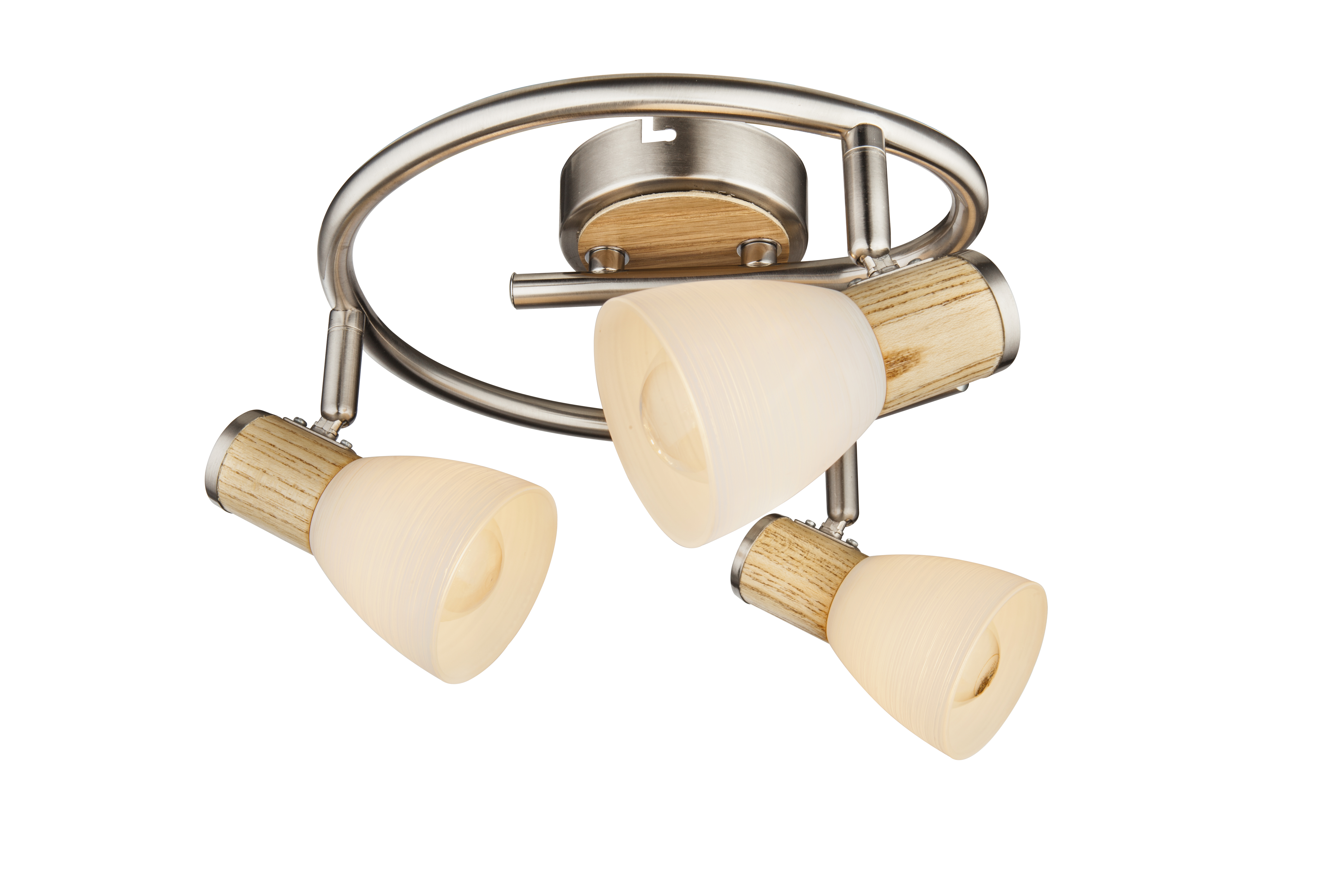 GLOBO STRAHLER 3XE14 NICKEL HOLZ GLAS