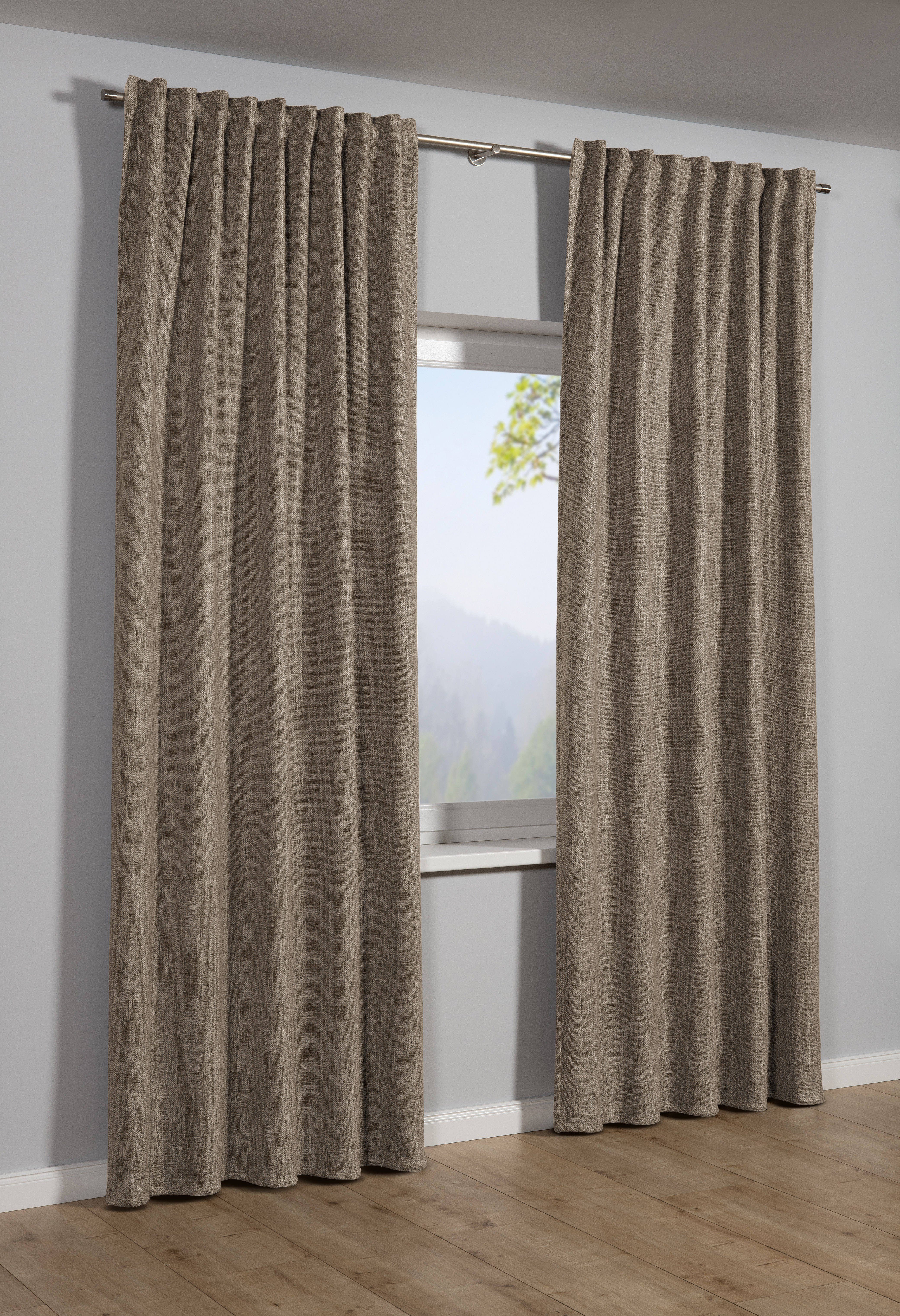 Sehlbach Schal mit Gardinenband braun, 130 x 245 cm Sehlbach Schal mit Gardinenband braun, 130 x 245 cm