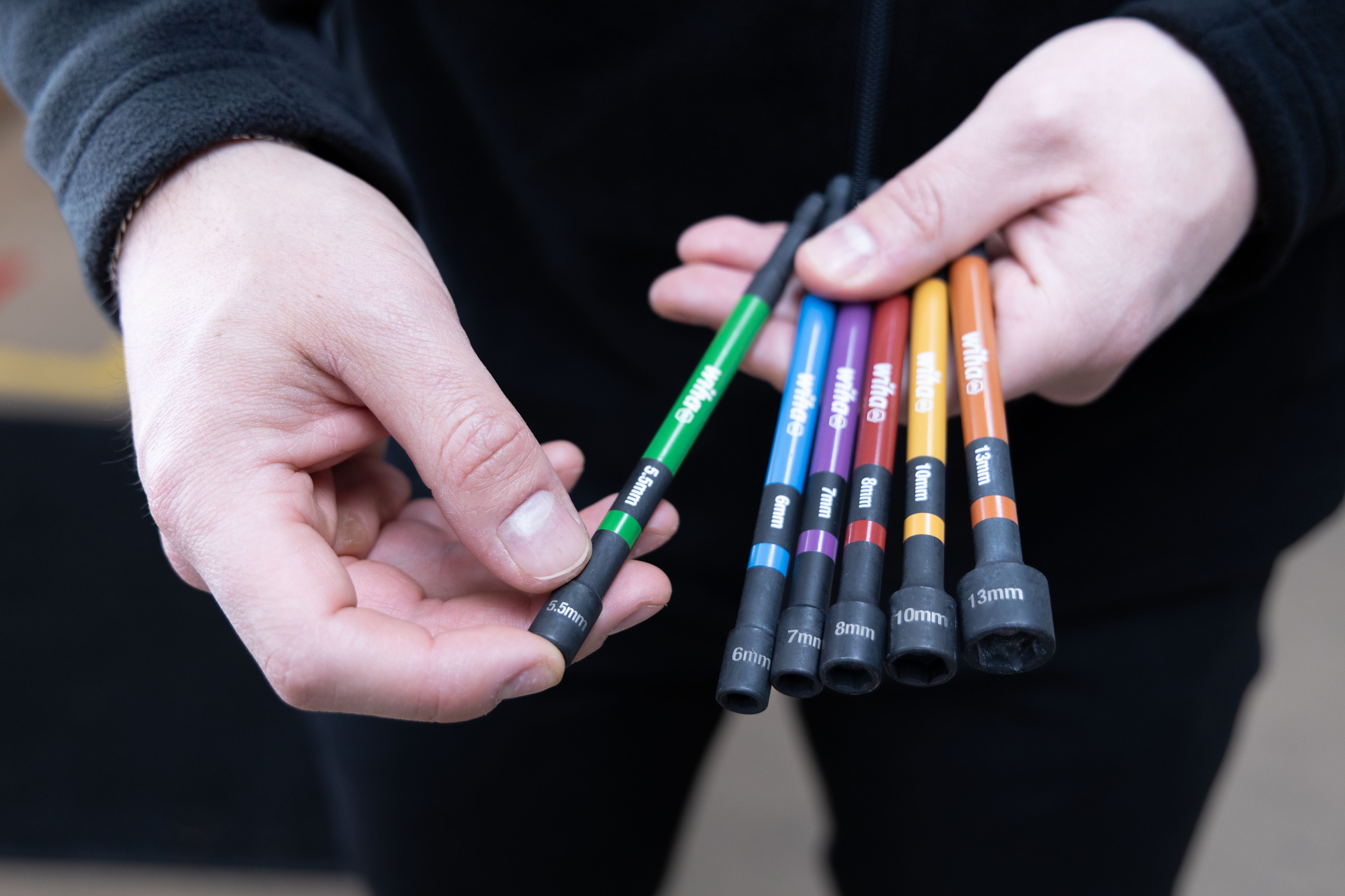 Wiha Farbcodiertes Steckschlüssel Set magnetisch, 150 mm 6-teilig, 1/4"