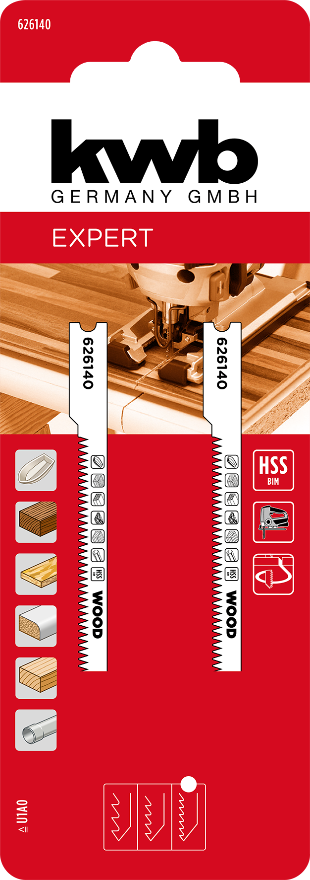 kwb HCS-Stichsägeblätter mit U-Schaft für Holz, kurve, 70 mm kwb HCS-Stichsägeblätter mit U-Schaft für Holz, kurve, 70 mm