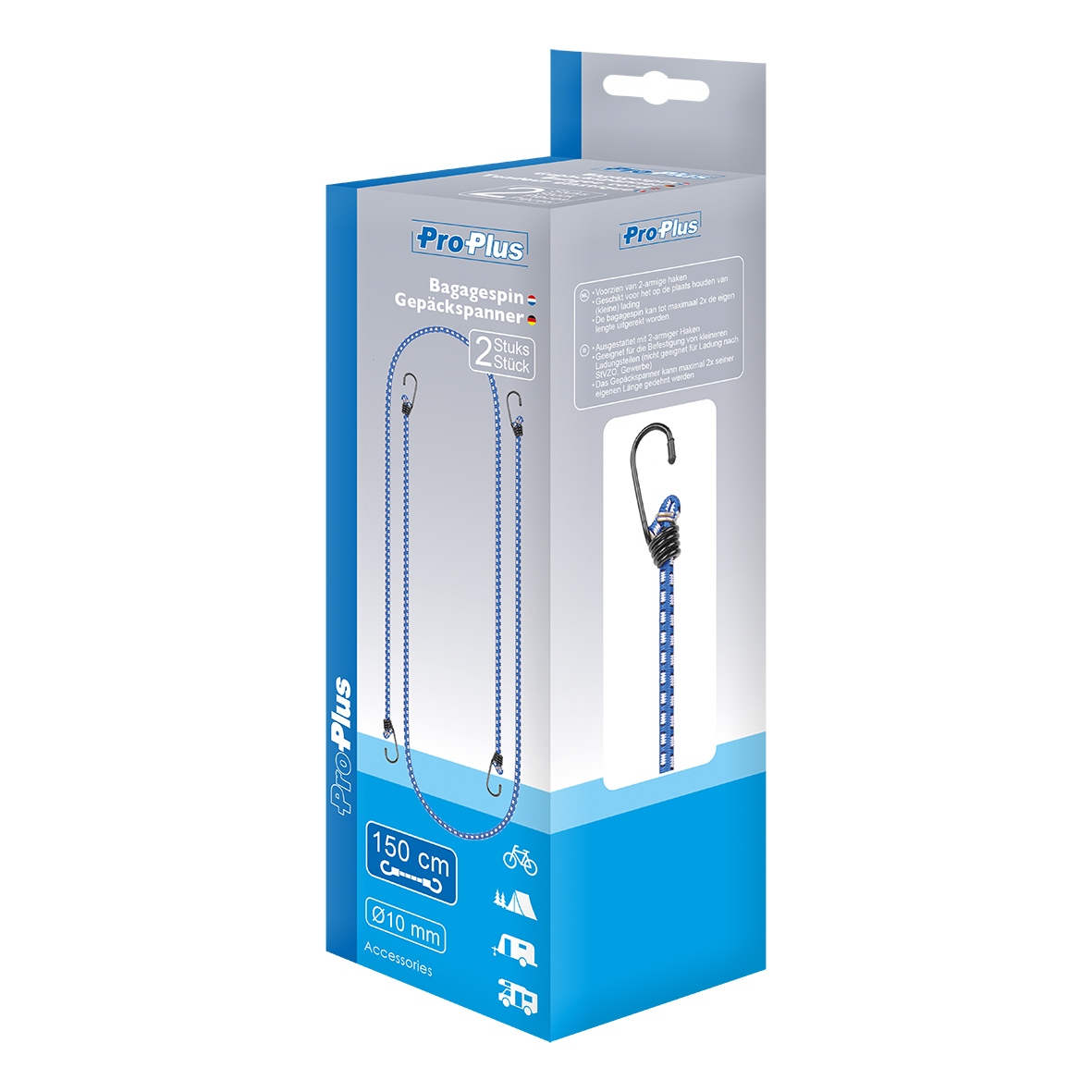 ProPlus Gepäckspanner 10 mm - 150 cm - Set von 2 Stück