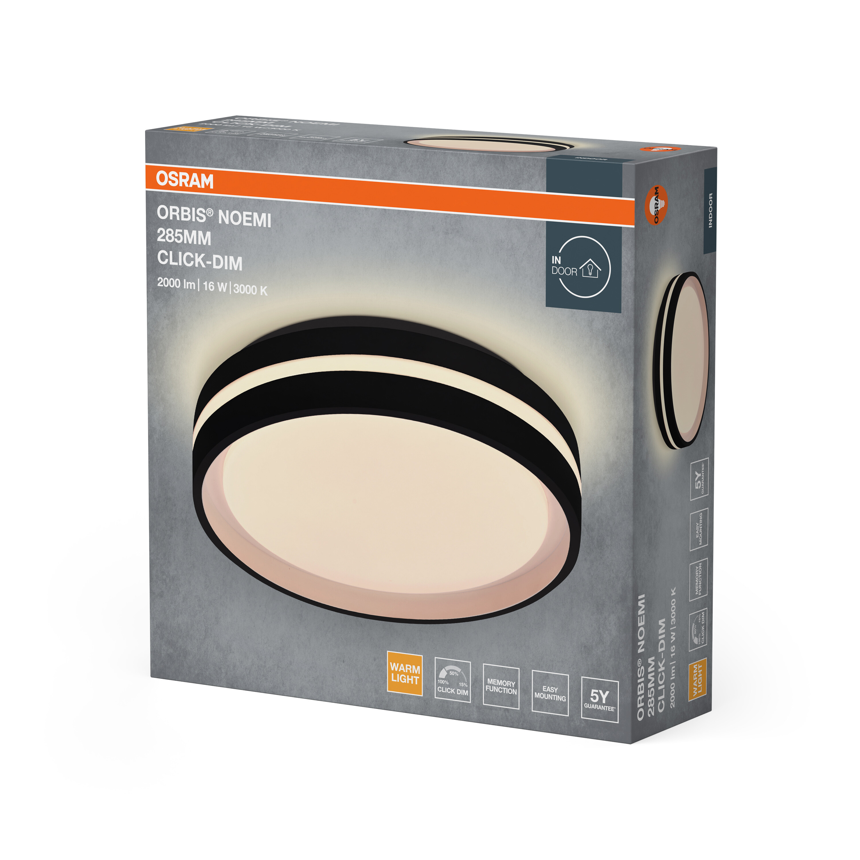 Osram Led Deckenleuchte "Orbis Noemi", 285 mm, 16W, 830, schwarz