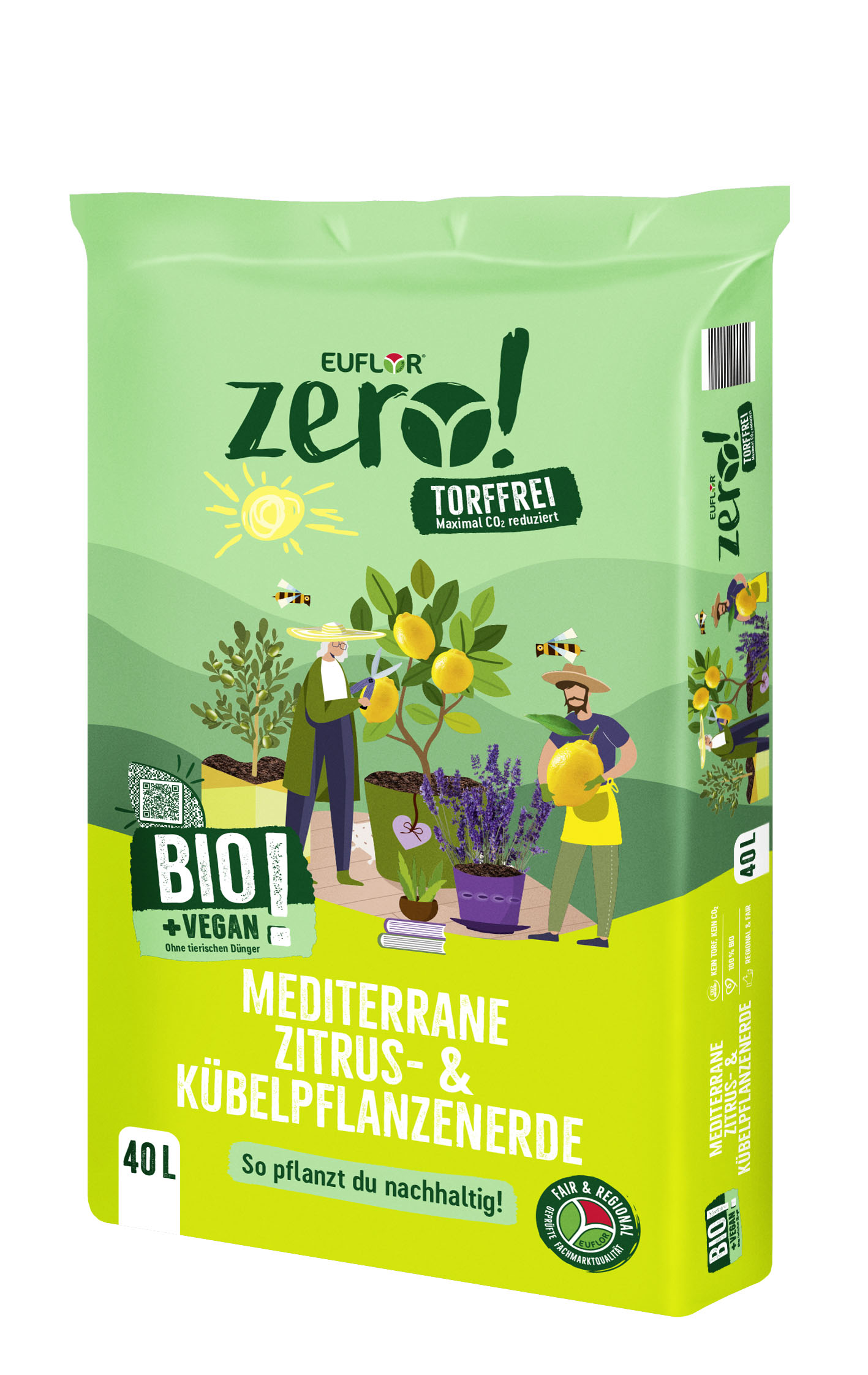 4008089017366_Zero_40L_Mediter-Zitrus-3D Euflor zero! Bio mediterrane Zitrus- & Kübelpflanzenerde, 40 L