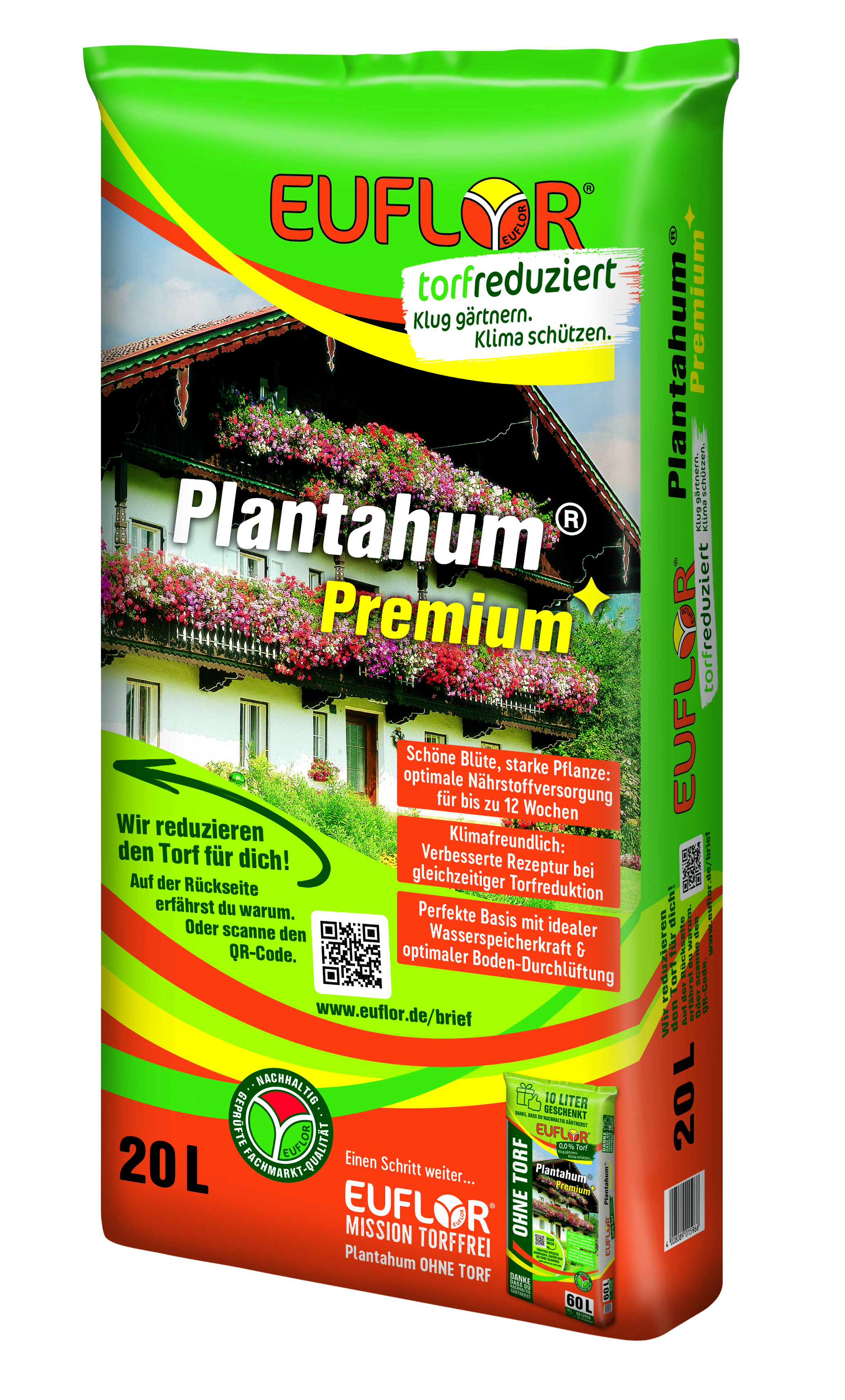 Euflor Plantahum Premium torfreduziert, 20 L
