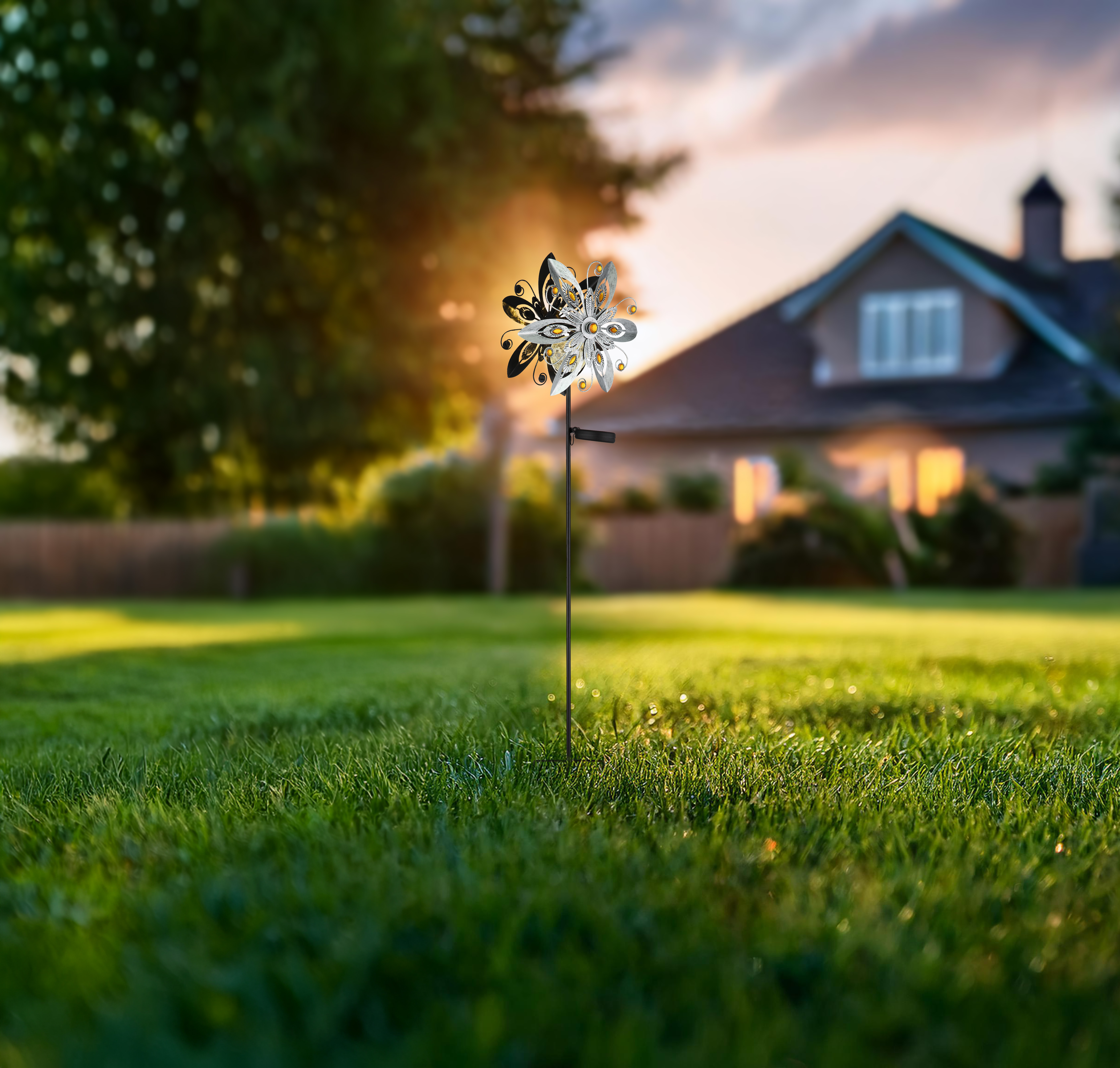 Globo Solarleuchte Metall silbergrau, 1xLED