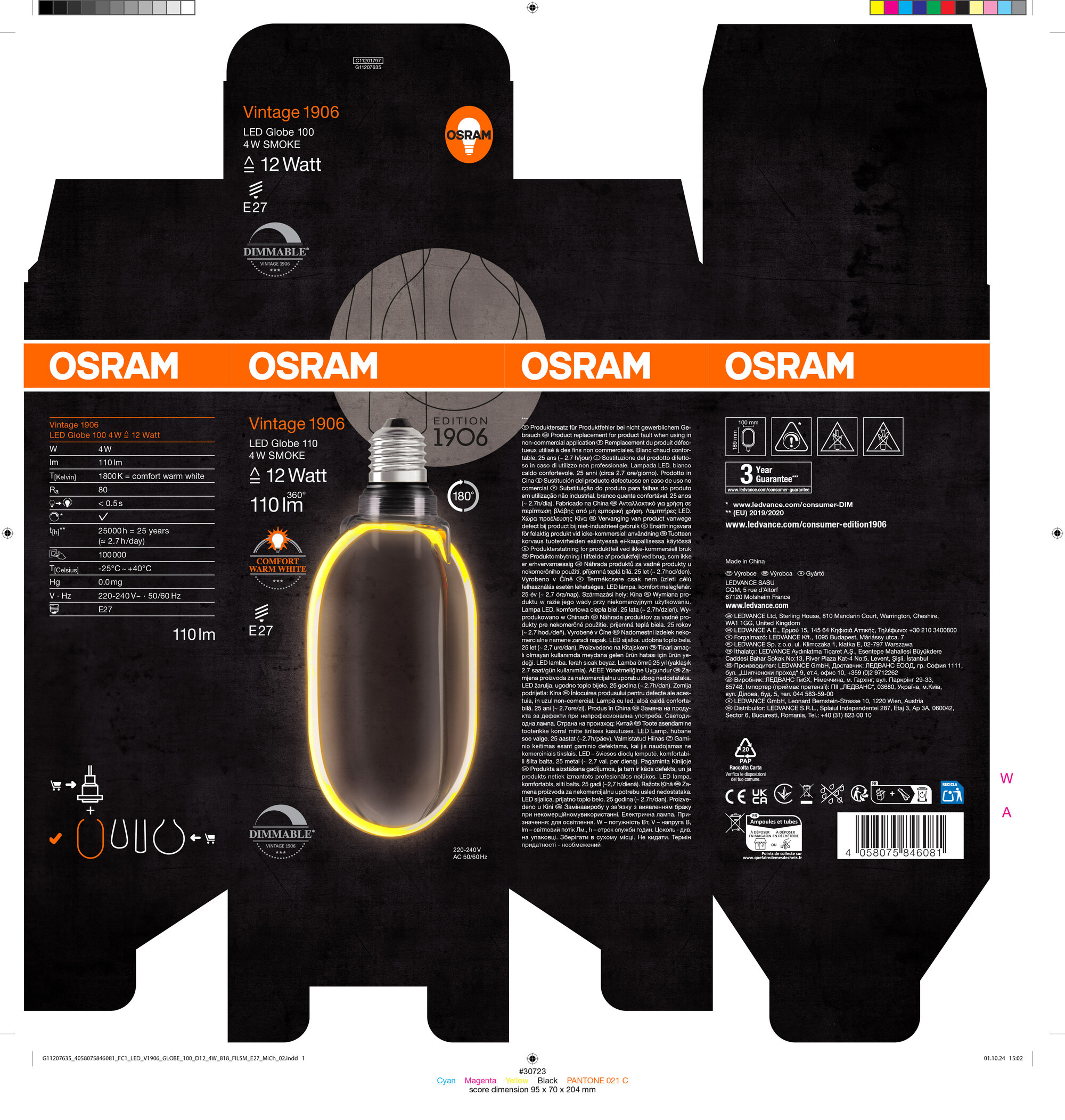 Osram Vintage 1906 LED Lampe O-Form, grau