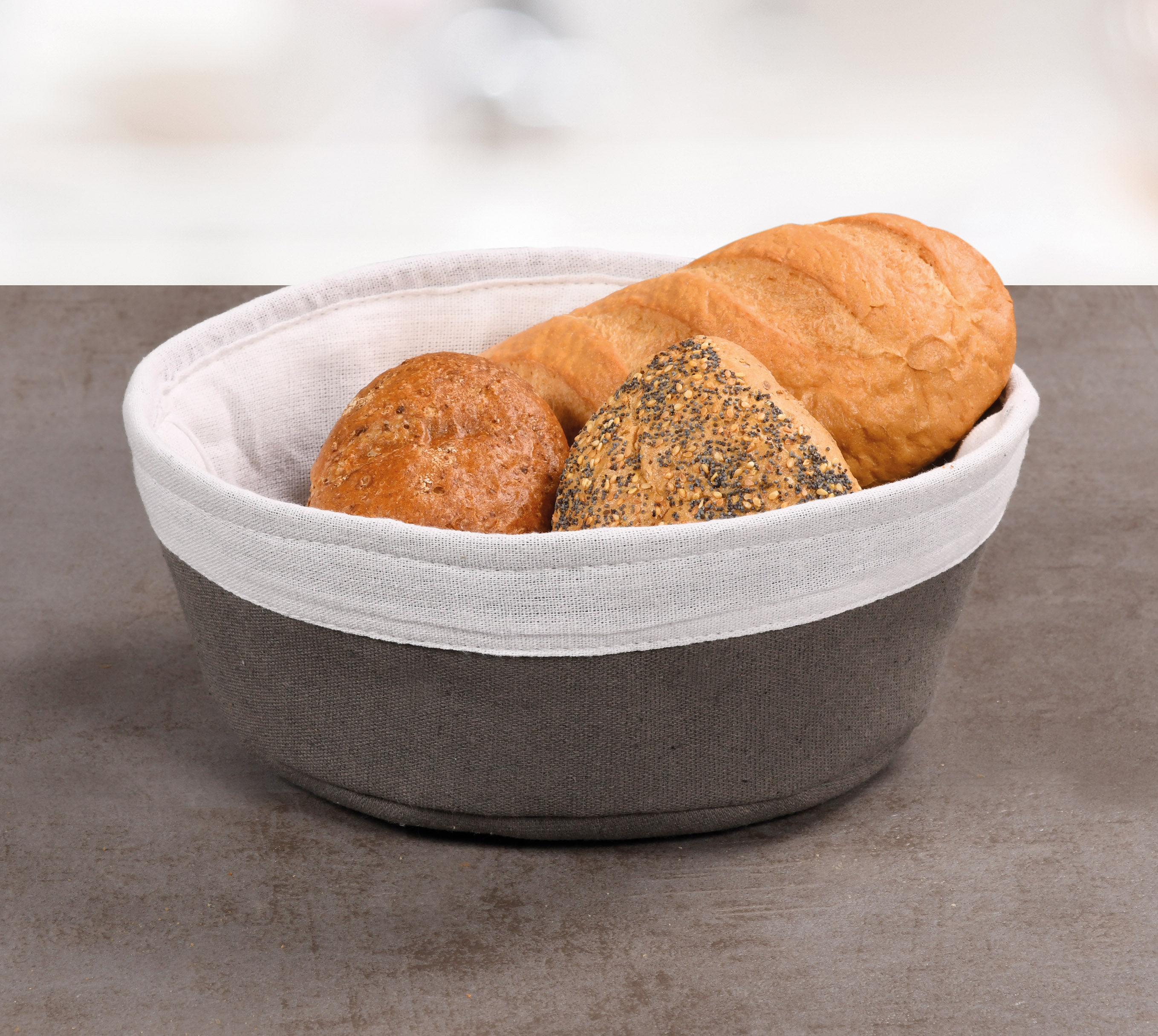 Kesper Brotkorb, Baumwolle, grau, Ø 25 cm / Höhe: 9 cm Kesper Brotkorb, Baumwolle, grau, Ø 25 cm / Höhe: 9 cm
