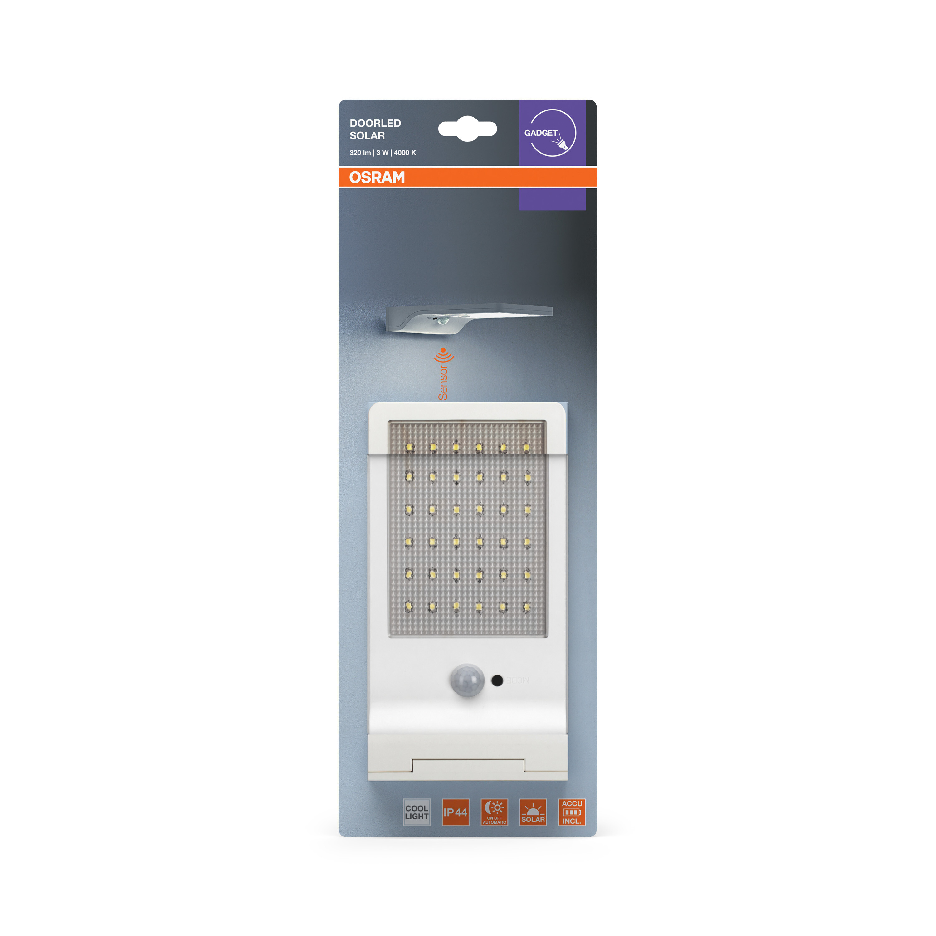 Osram Außenleuchte "DoorLED Solar" mit Sensor, 4000K, weiß