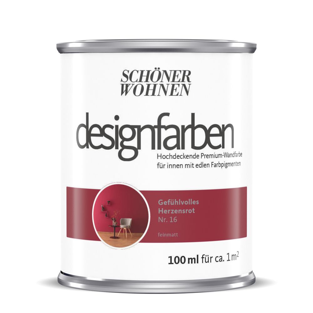 Schöner Wohnen Designfarbe, gefühlvolles herzensrot, 100 ml