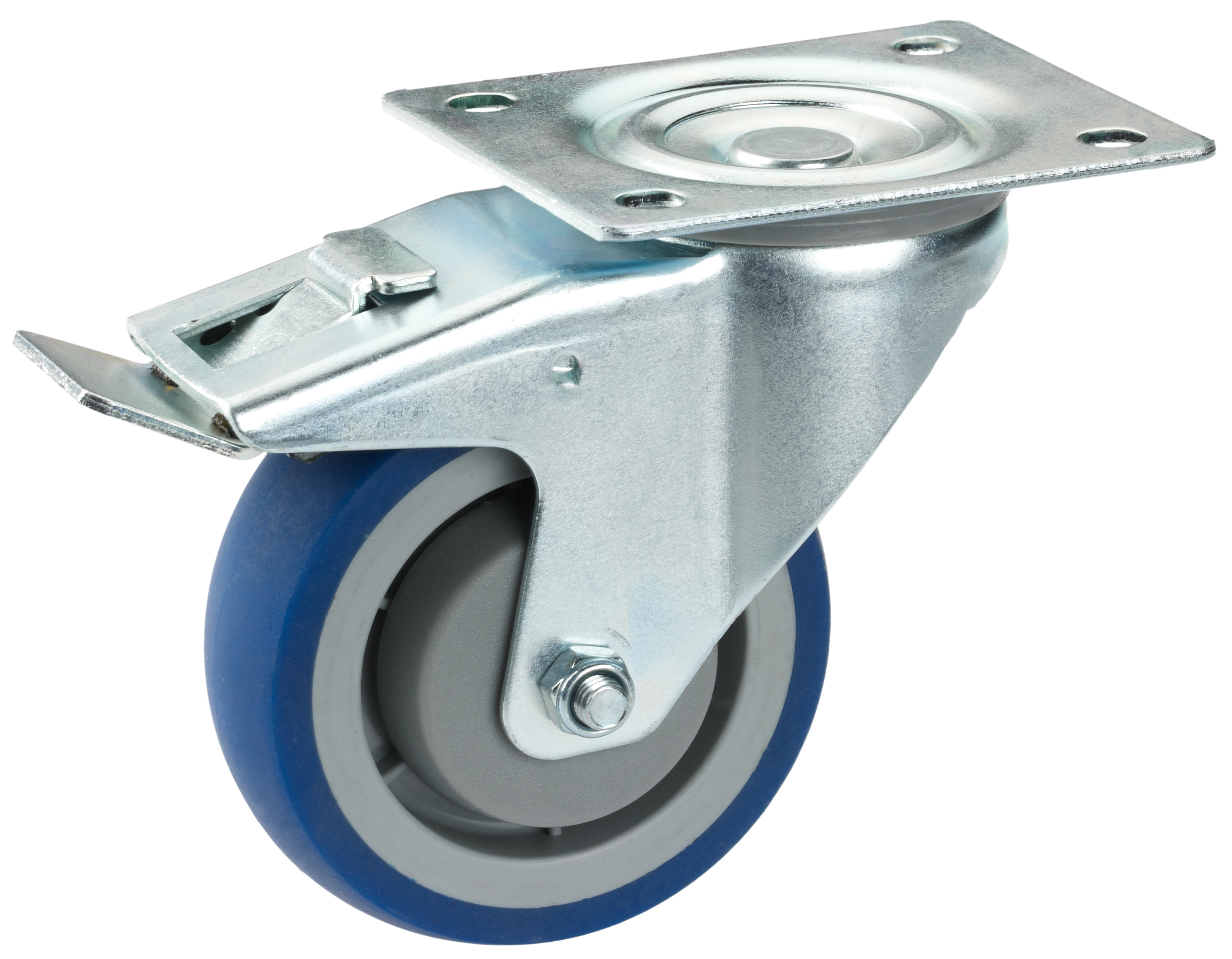 Dörner + Helmer Transportgeräte-Lenkrolle comfort mit blauer TPE-Lauffläche und Fadenschutz