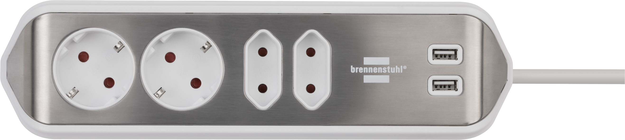 brennenstuhl®estilo Ecksteckdosenleiste 4-fach, silber/weiß brennenstuhl®estilo Ecksteckdosenleiste 4-fach, silber/weiß