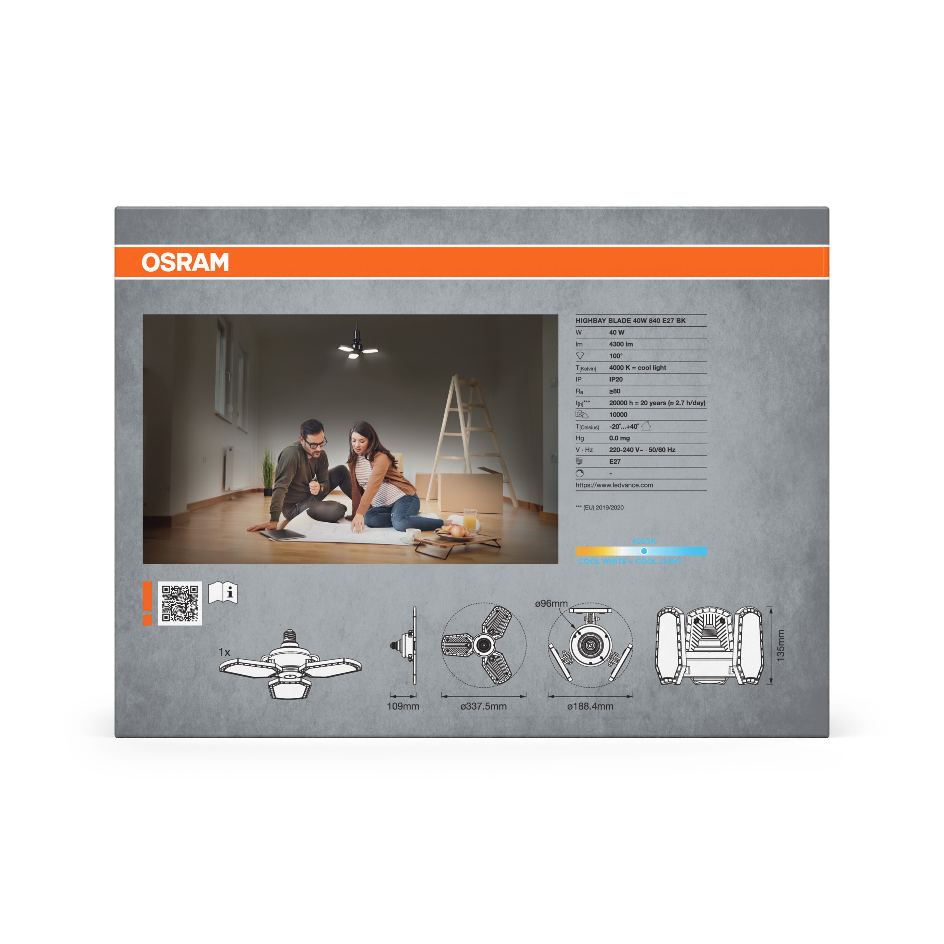 Osram Highbay Blade Deckenlampe mit Flügeln, E27, 40W