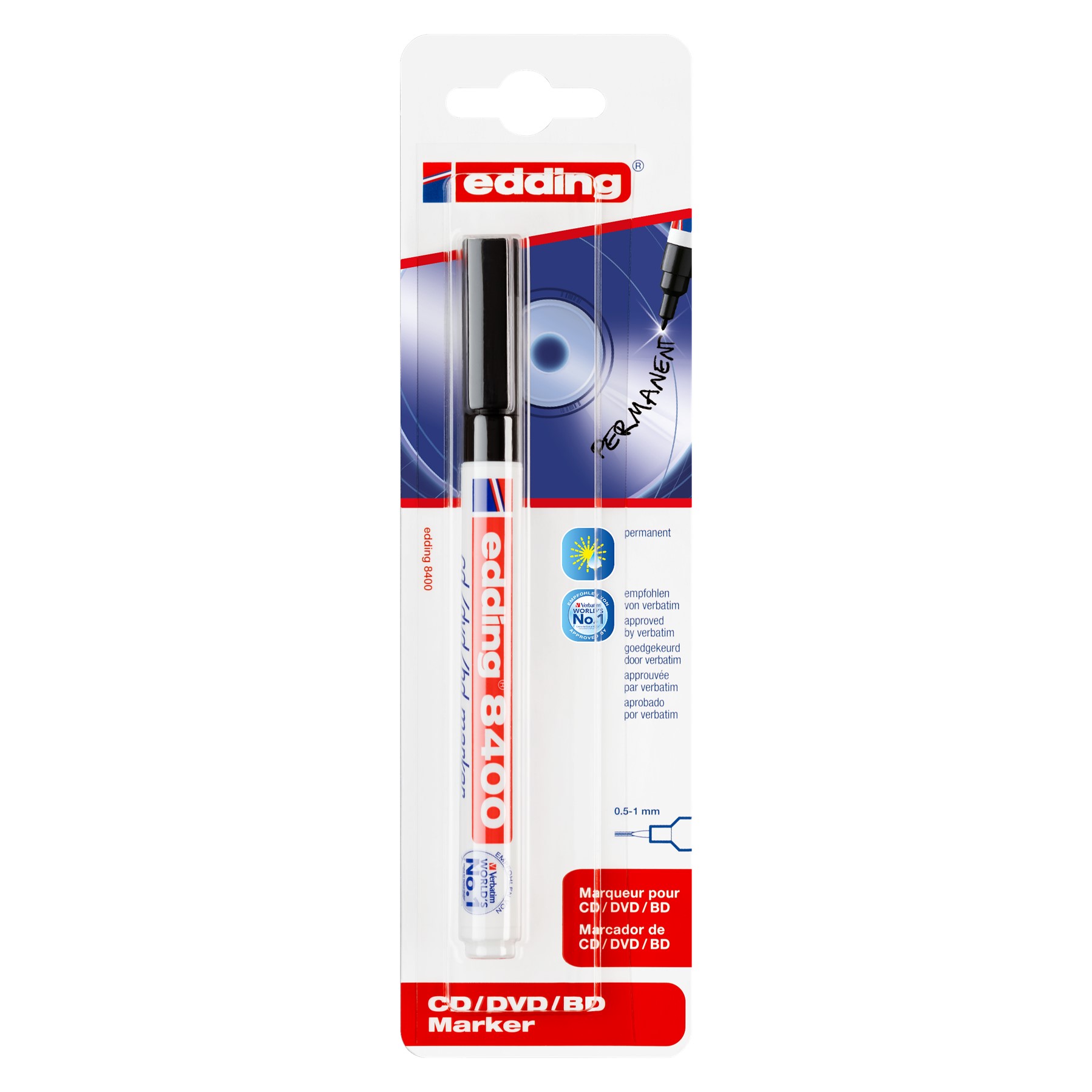 e-8400_1_black_4004764794072 Edding 8400/1 CD Marker, schwarz