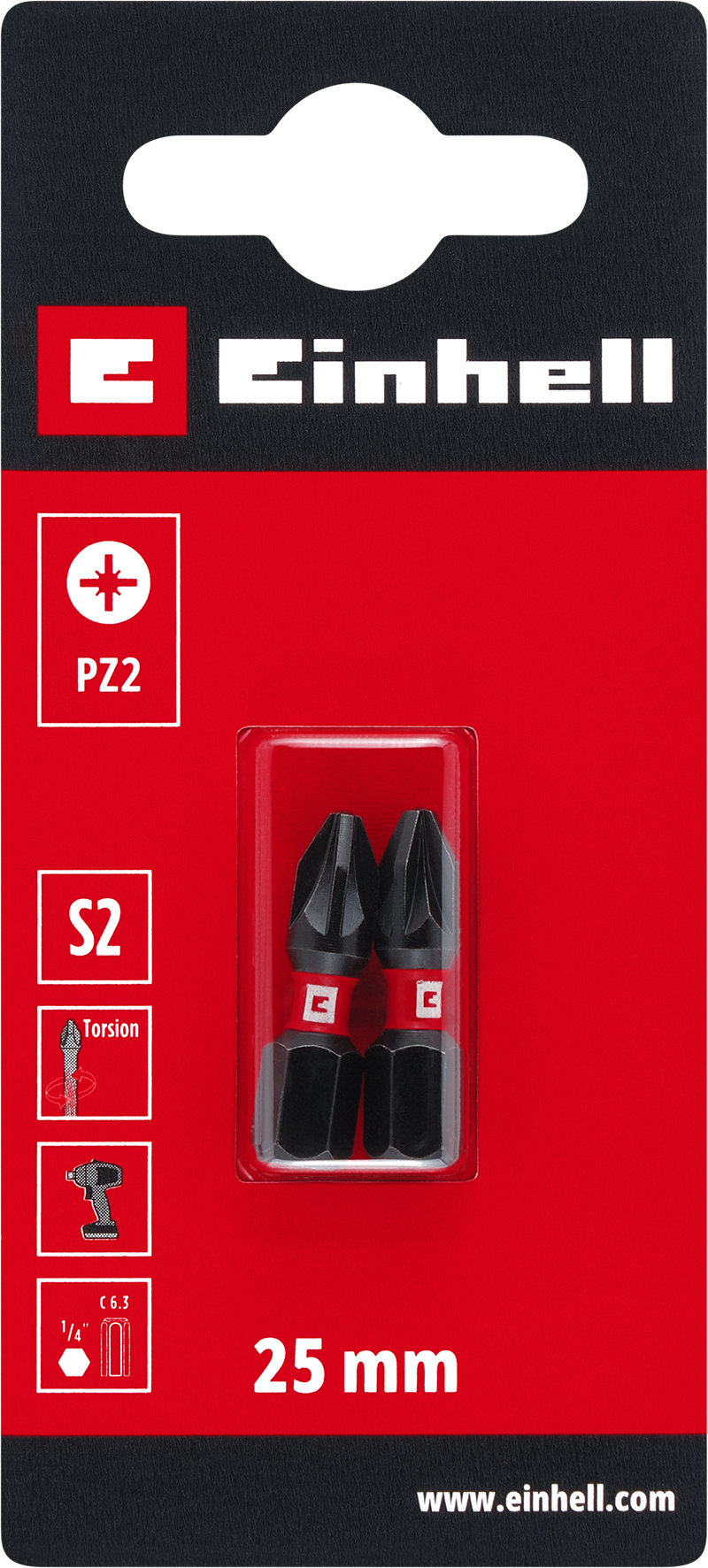 Einhell Impact-Bits Torsion, 25 mm, PZ2 S2