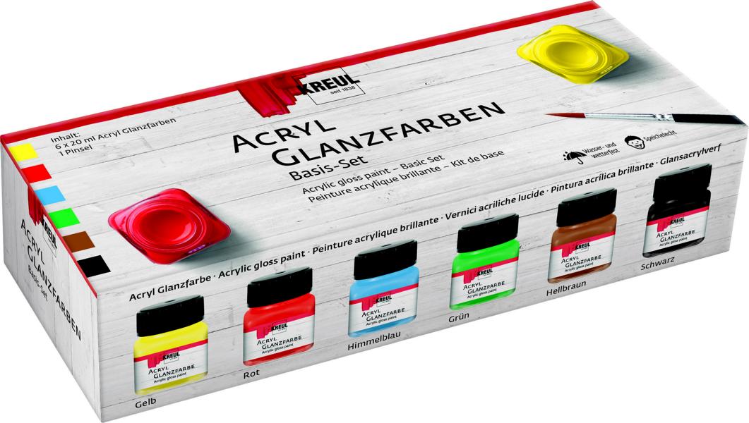 4000798796006 ACRYL GLANZFARBEN BASIS-SET 6X20ML KREUL
