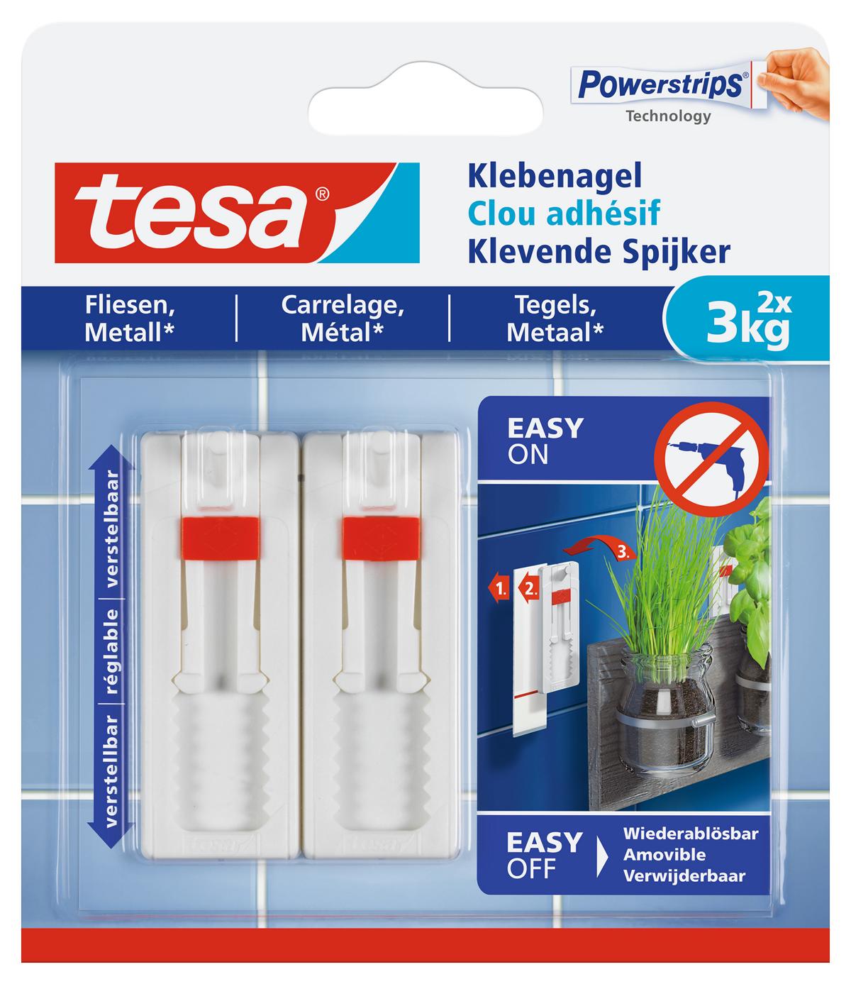 tesa_777640000000_LI406_front_pa tesa Klebenagel verstellbar, Fliesen & Metall, 3 kg