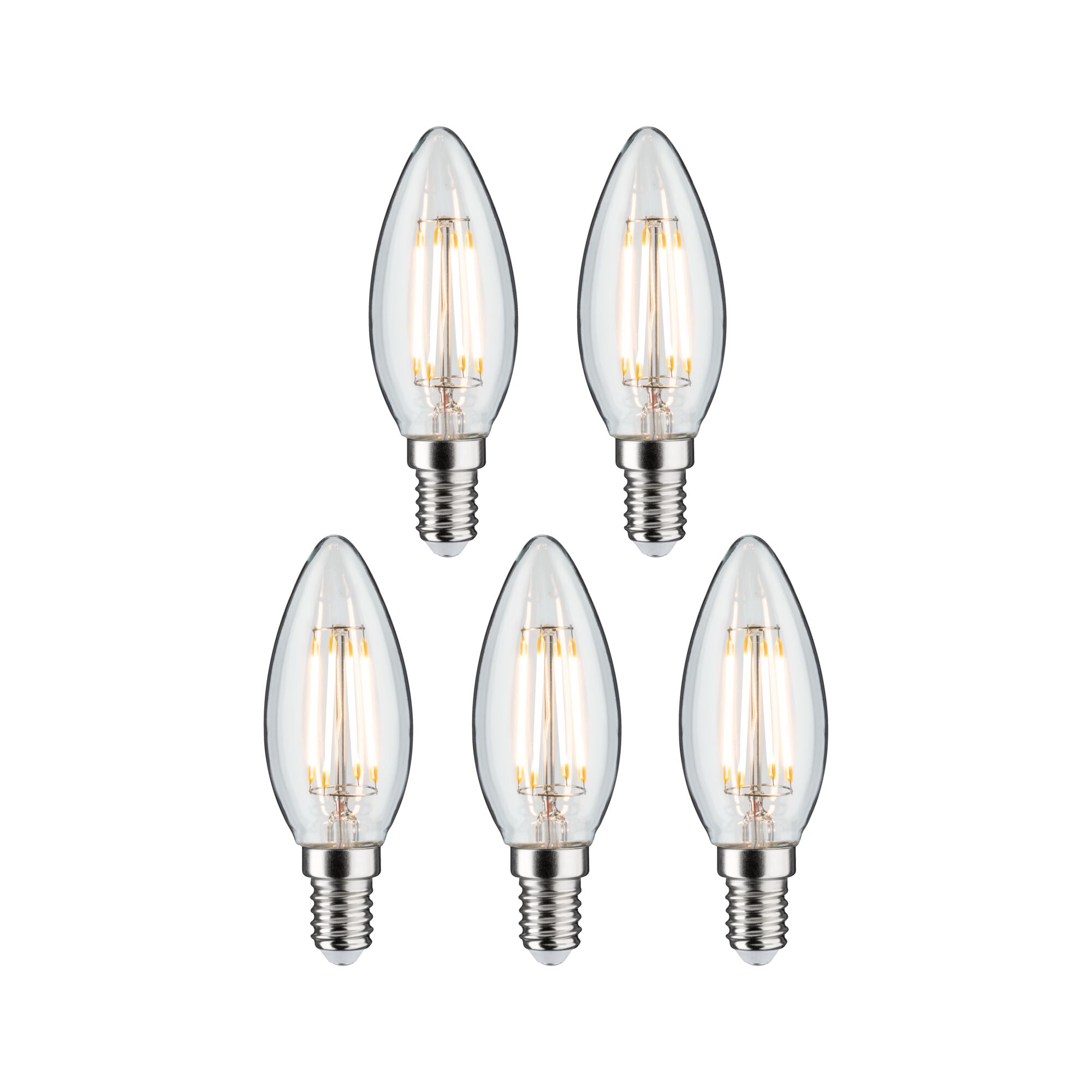 Paulmann LED 5er Pack Kerze, 470lm, 2700K, klar, E14, 230V Paulmann LED 5er Pack Kerze, 470lm, 2700K, klar, E14, 230V