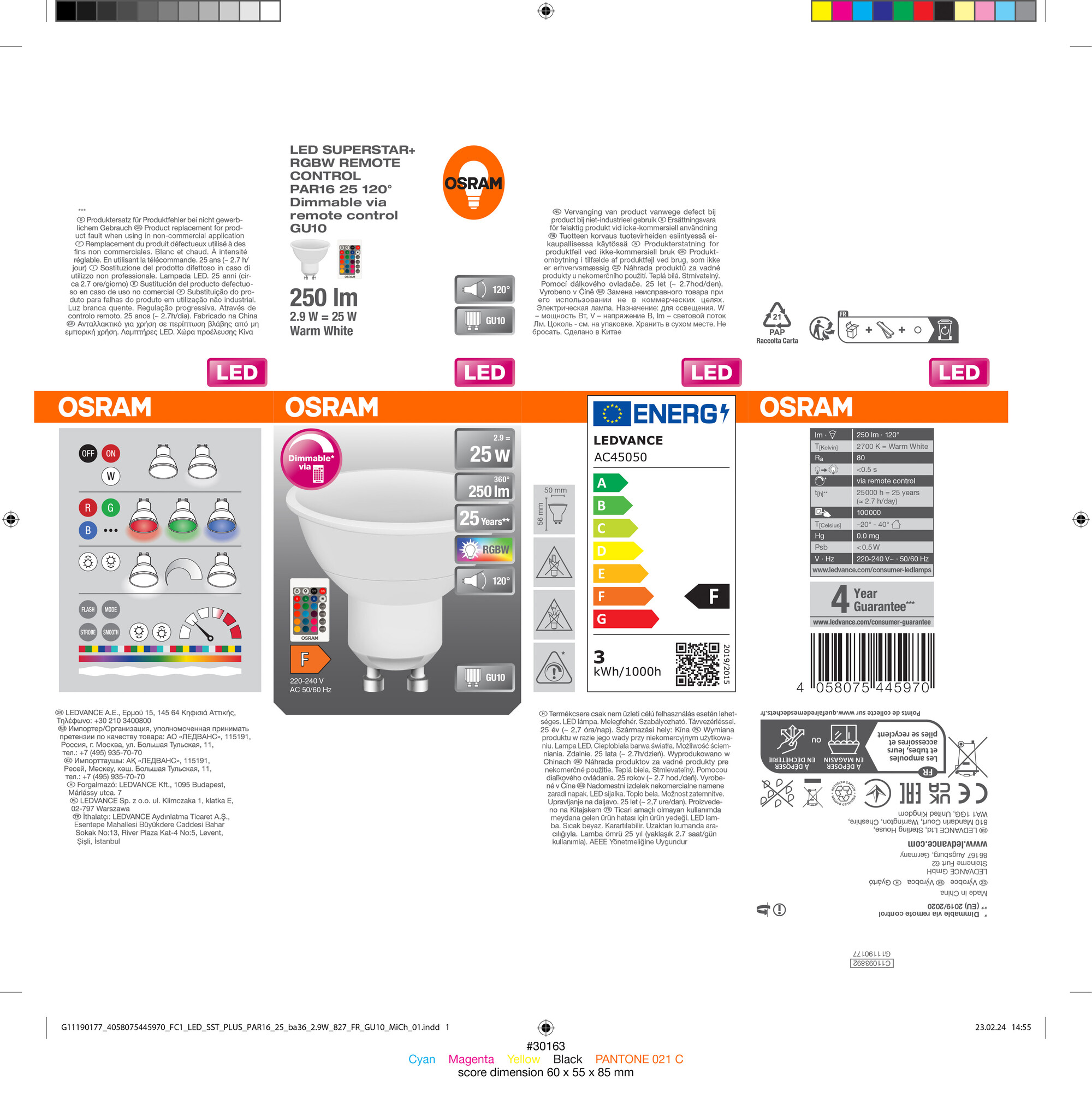 Osram LED Retrofit Spot mit Fernbedienung matt, warmweiß