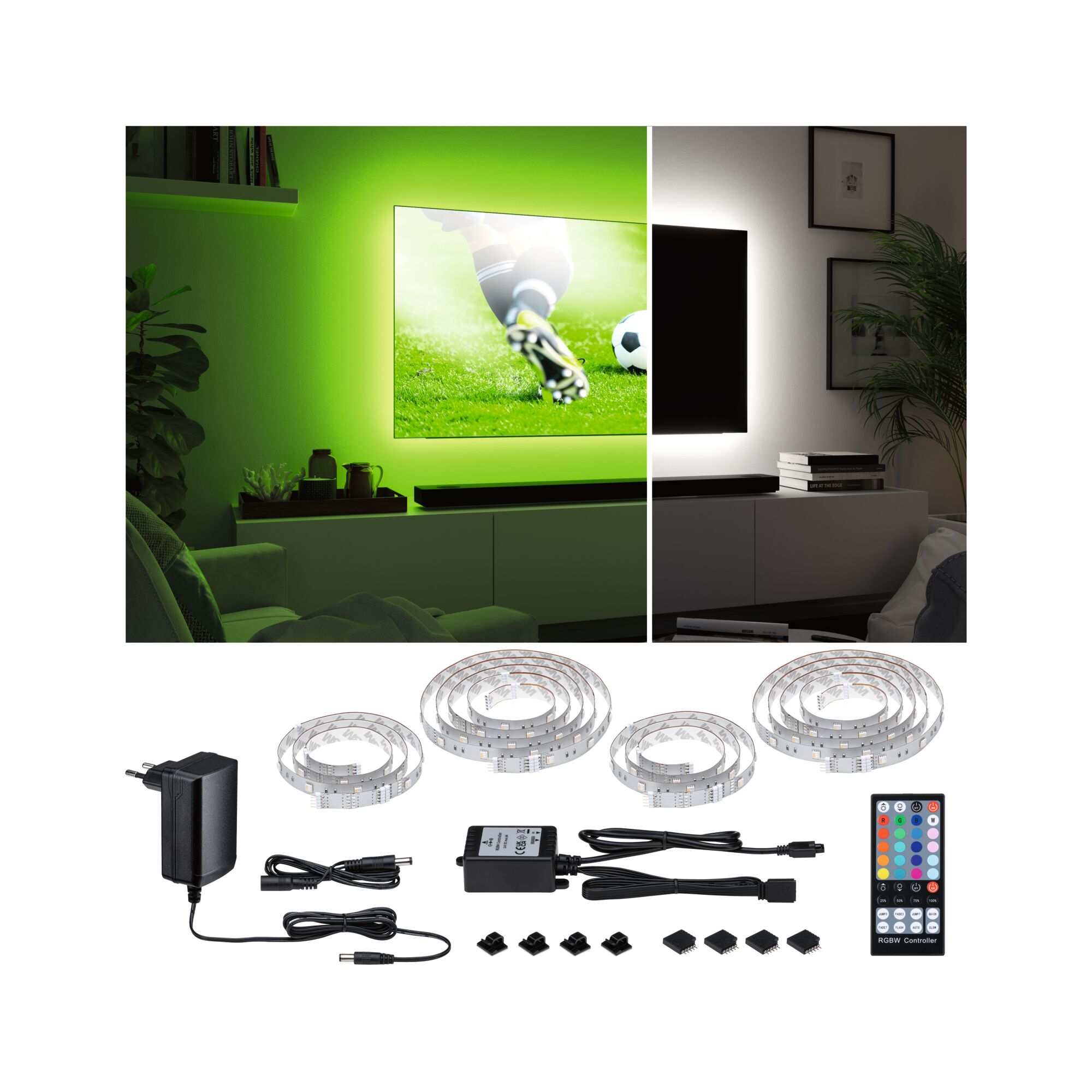 Paulmann MaxLED 250 Comfort Sets, TV 65, RGBW, 3000K, 22W, 230/24V, Silber Paulmann MaxLED 250 Comfort Sets, TV 65, RGBW, 3000K, 22W, 230/24V, Silber
