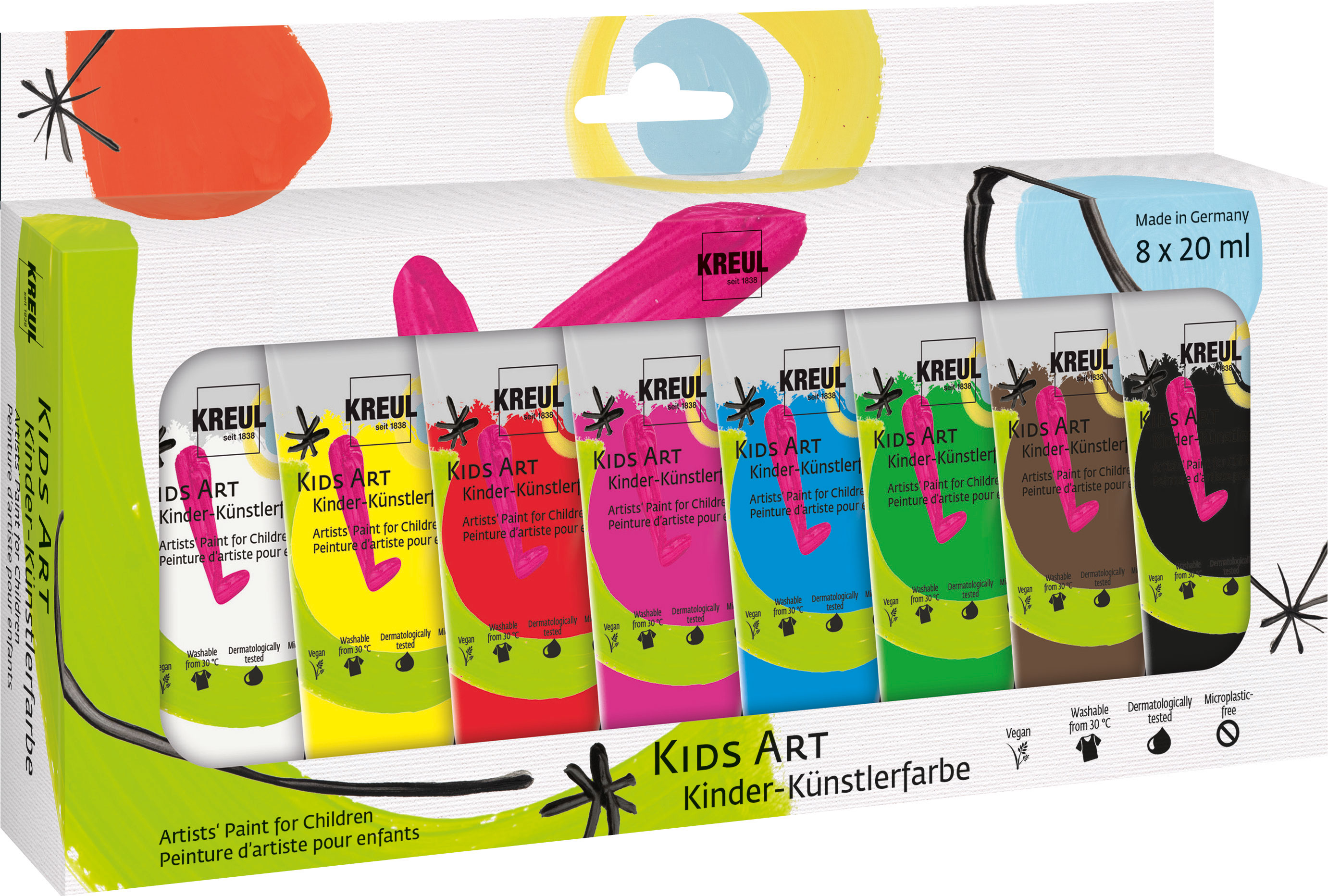 Kreul Kids Art Kinder-Künstlerfarbe, 20 ml, 8er-Set