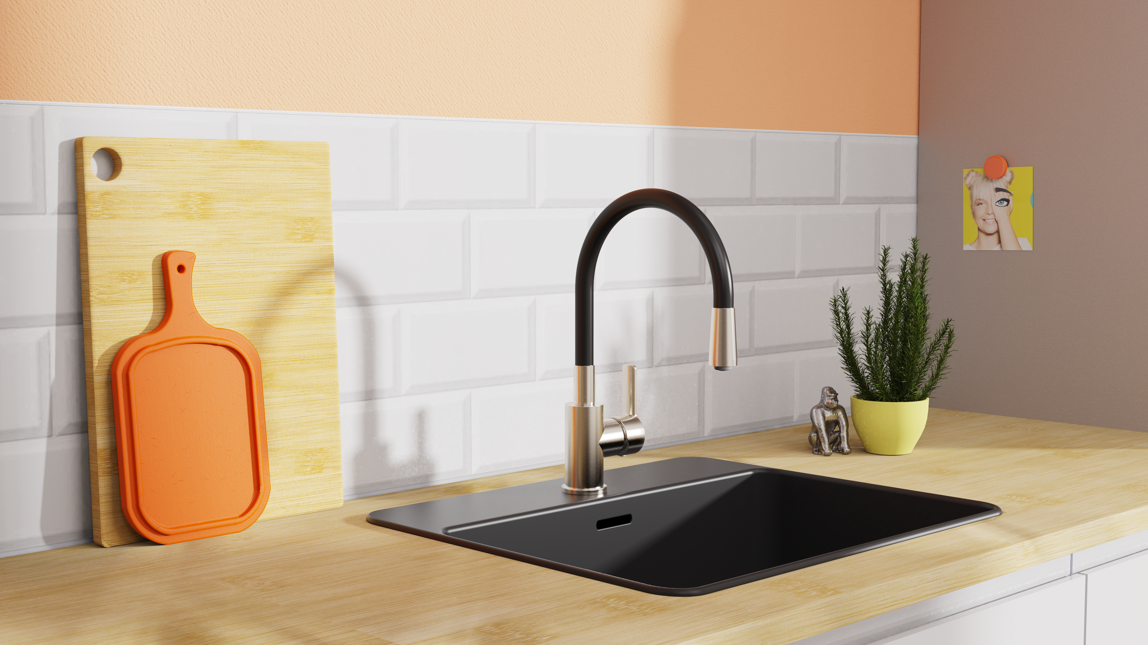 Schütte Spültischarmatur Flexo, Edelstahloptik/Schwarz Schütte Spültischarmatur Flexo, Edelstahloptik/Schwarz