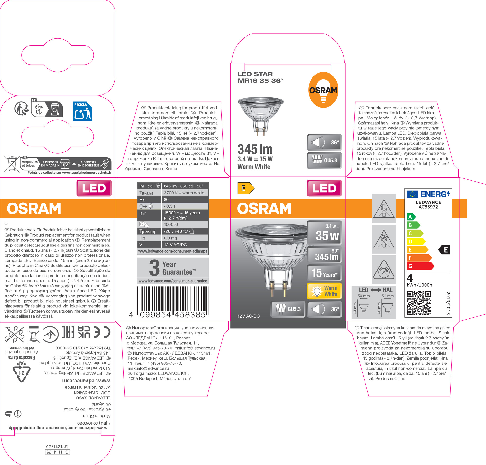 Osram LED Reflektorlampe mit GU5.3 Sockel, Warmweiß