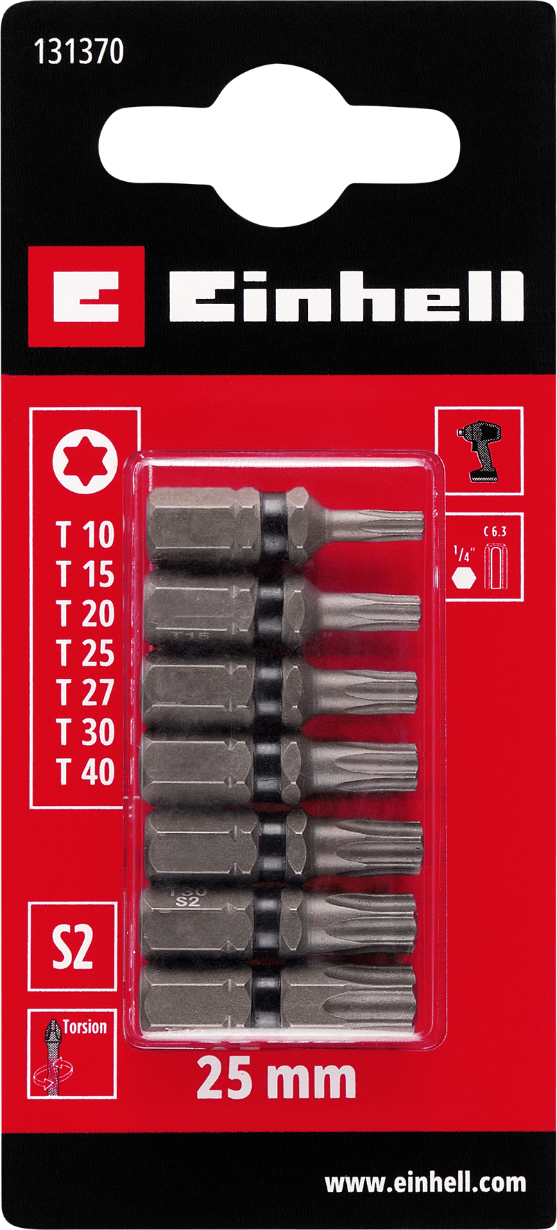 Einhell Impact-Bit-Set, 25 mm, T10 - T40 Einhell Impact-Bit-Set, 25 mm, T10 - T40