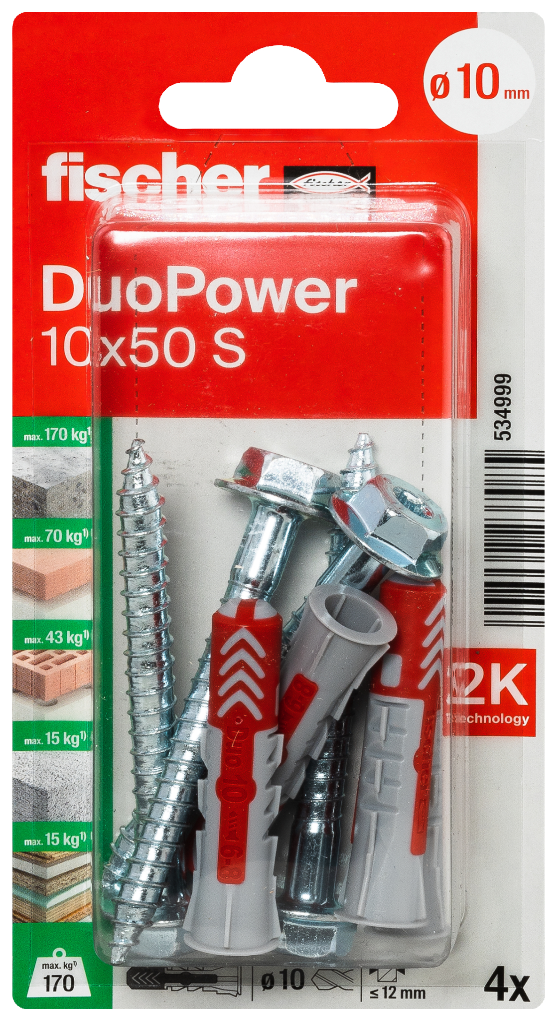 fischer DuoPower Universaldübel 10 x 50 S K (4) fischer DuoPower Universaldübel 10 x 50 S K (4)