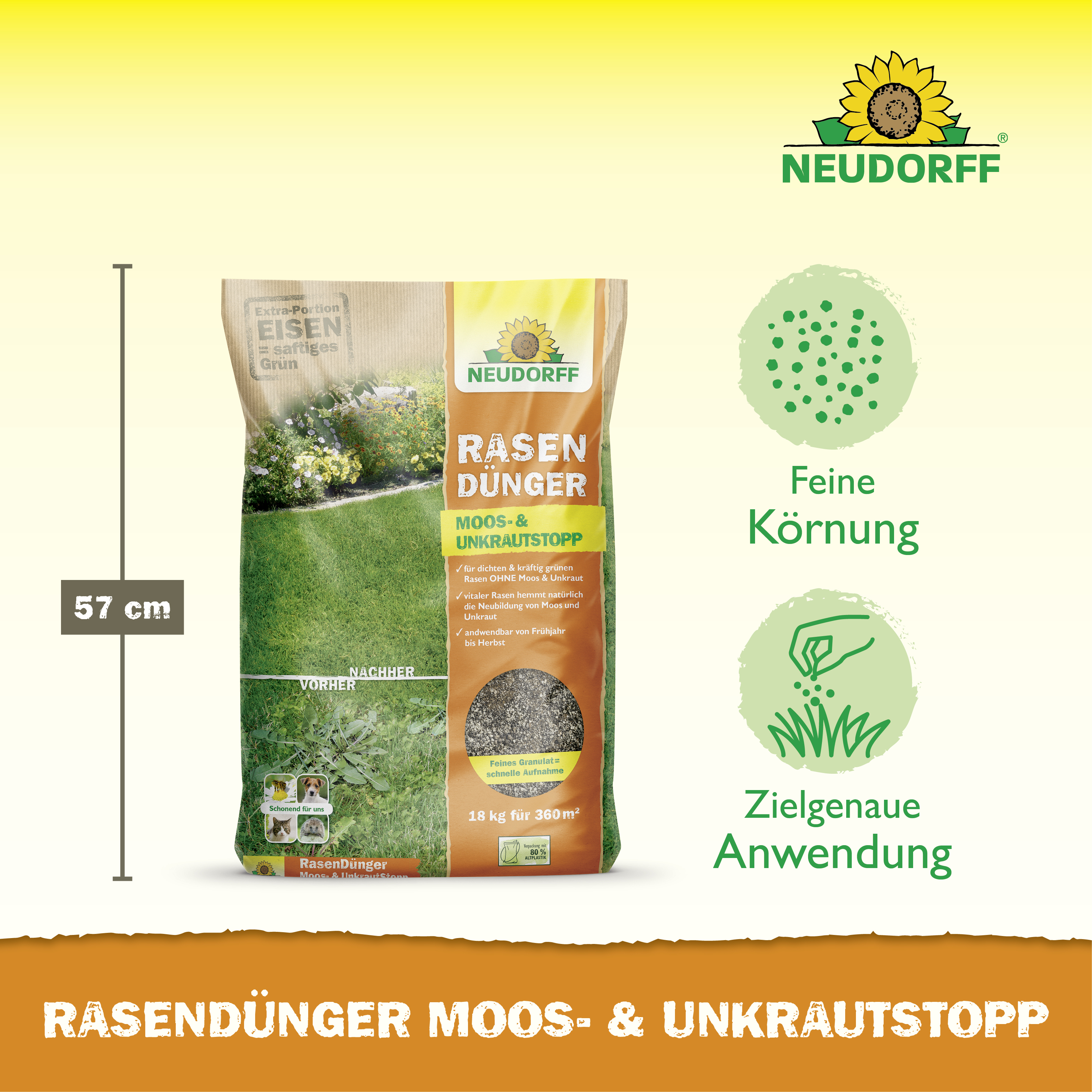 Neudorff RasenDünger Moos- & UnkrautStopp, 18 kg