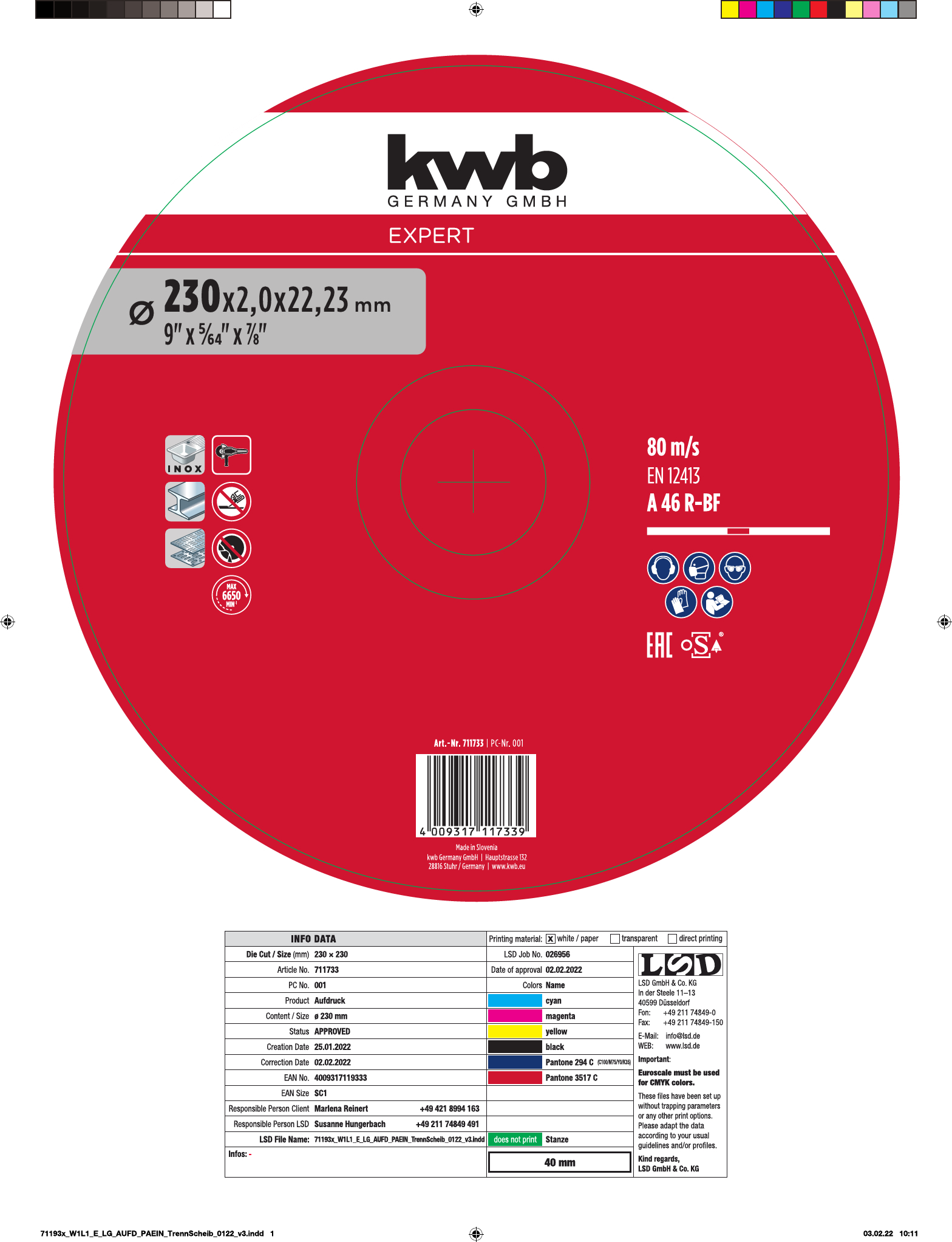kwb Expert Trennscheibe, 230 x 2 mm kwb Expert Trennscheibe, 230 x 2 mm