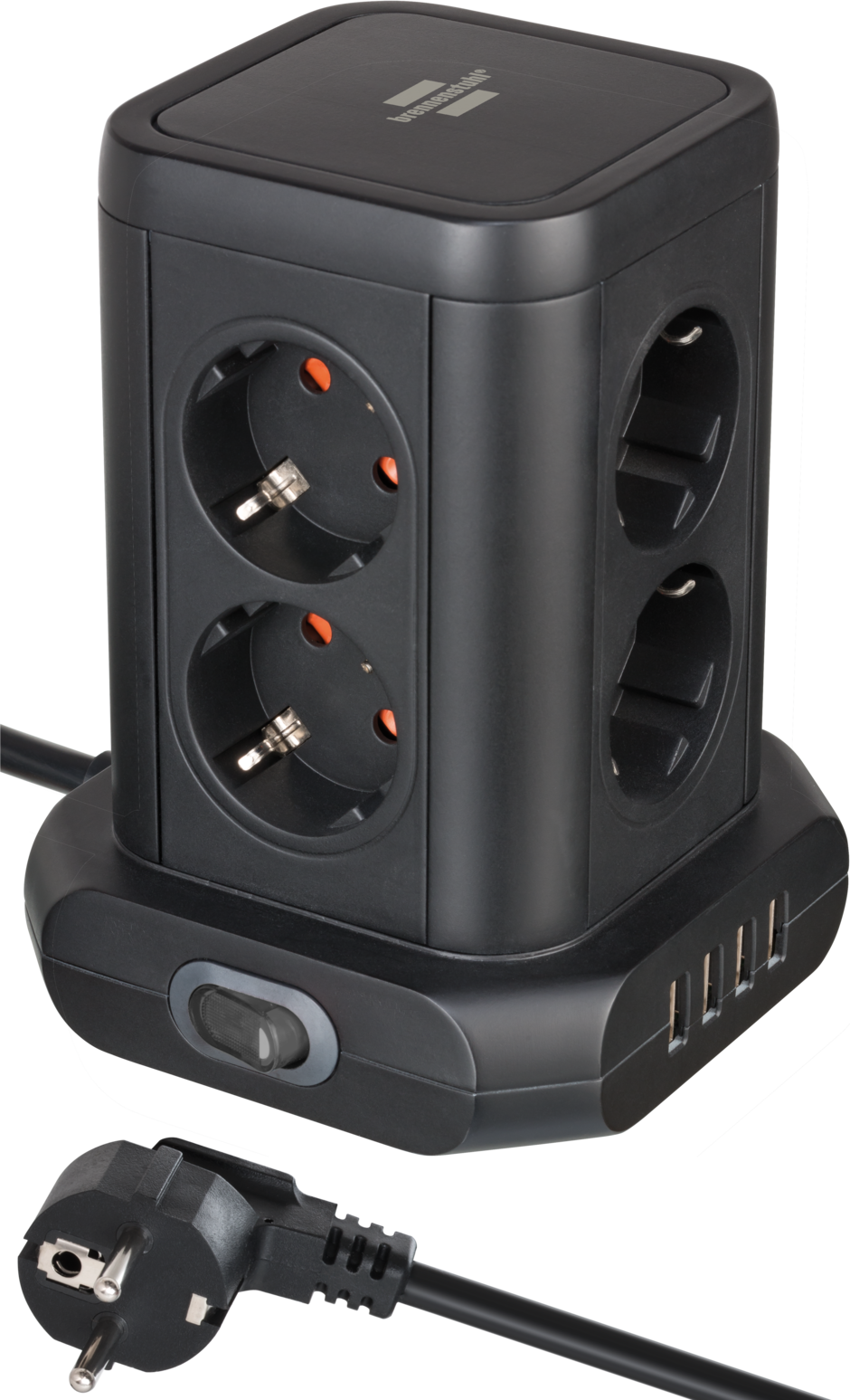 Brennenstuhl Steckdosenturm 8-fach mit USB, schwarz Brennenstuhl Steckdosenturm 8-fach mit USB, schwarz
