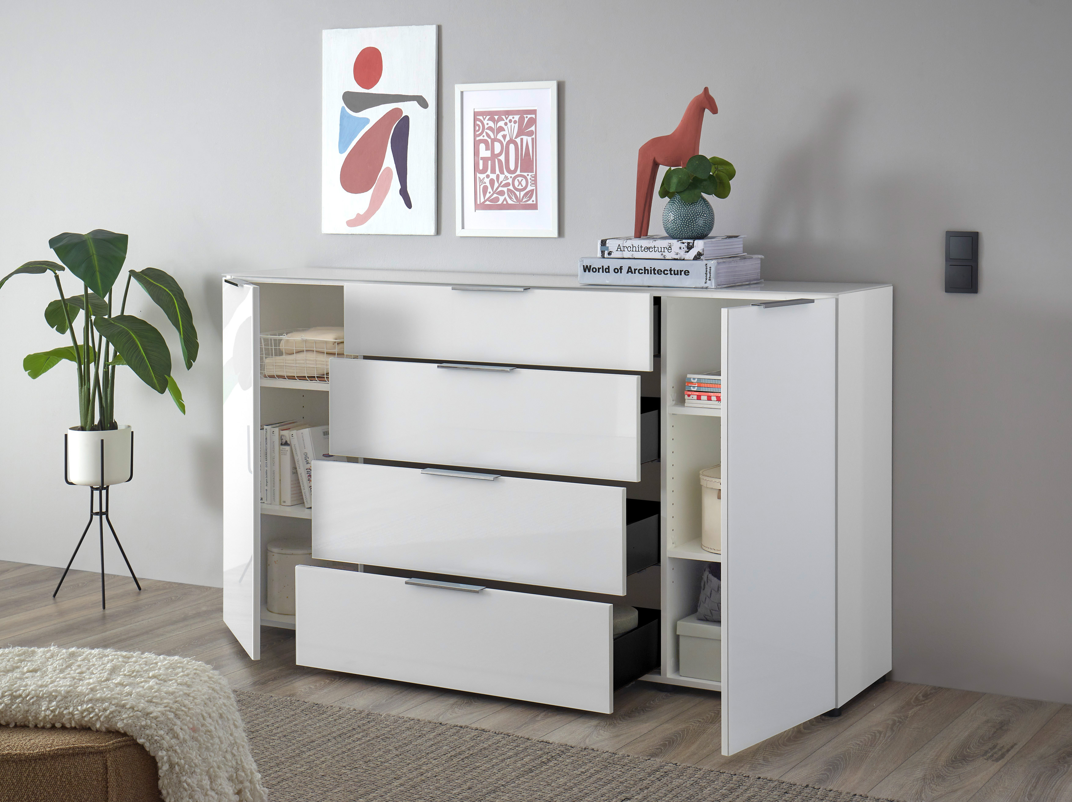Bega Kommode Santorin, weiß/glas
