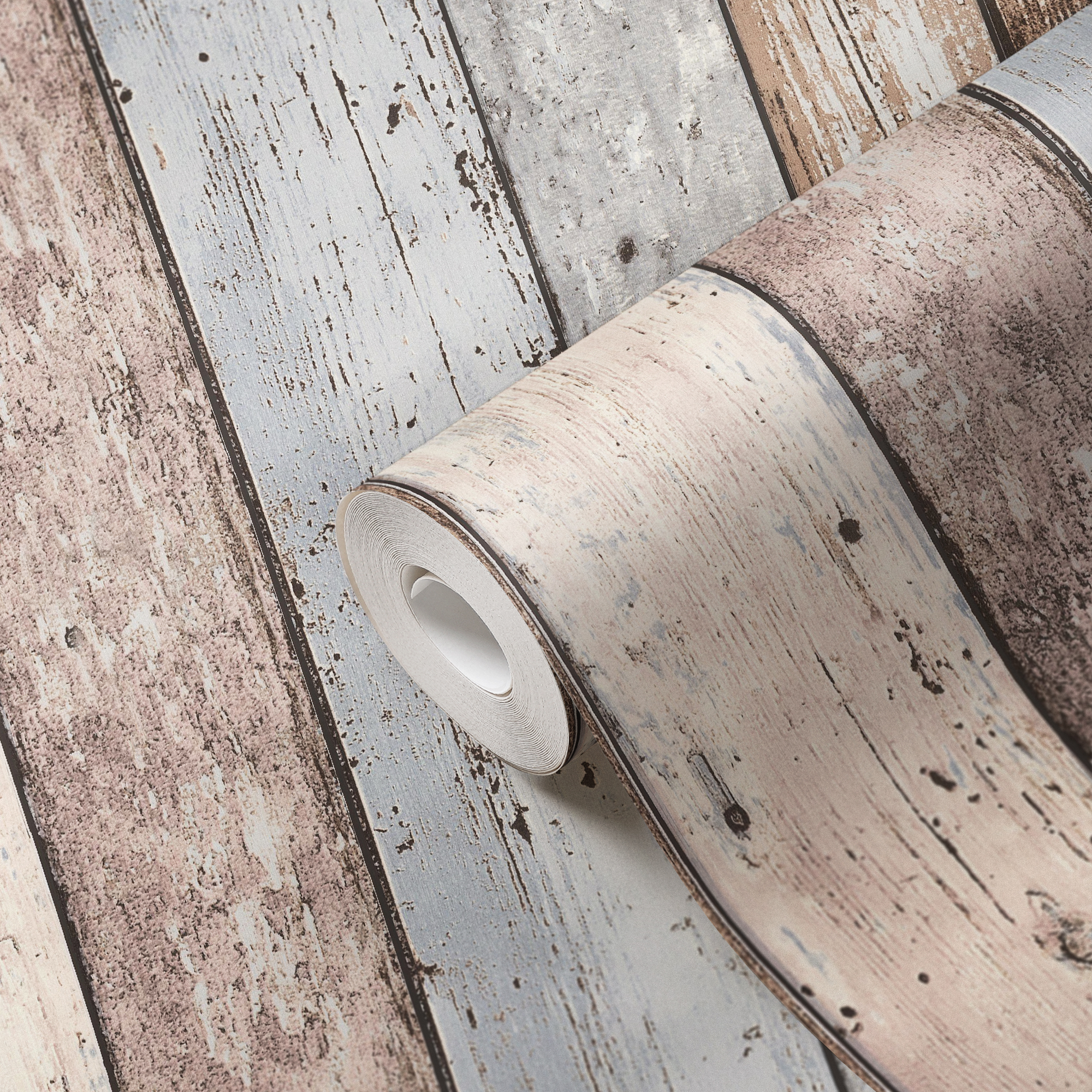 A.S. Création Vliestapete, holzoptik bunt beige grau – vintage paneeltapete im shabby chic stil