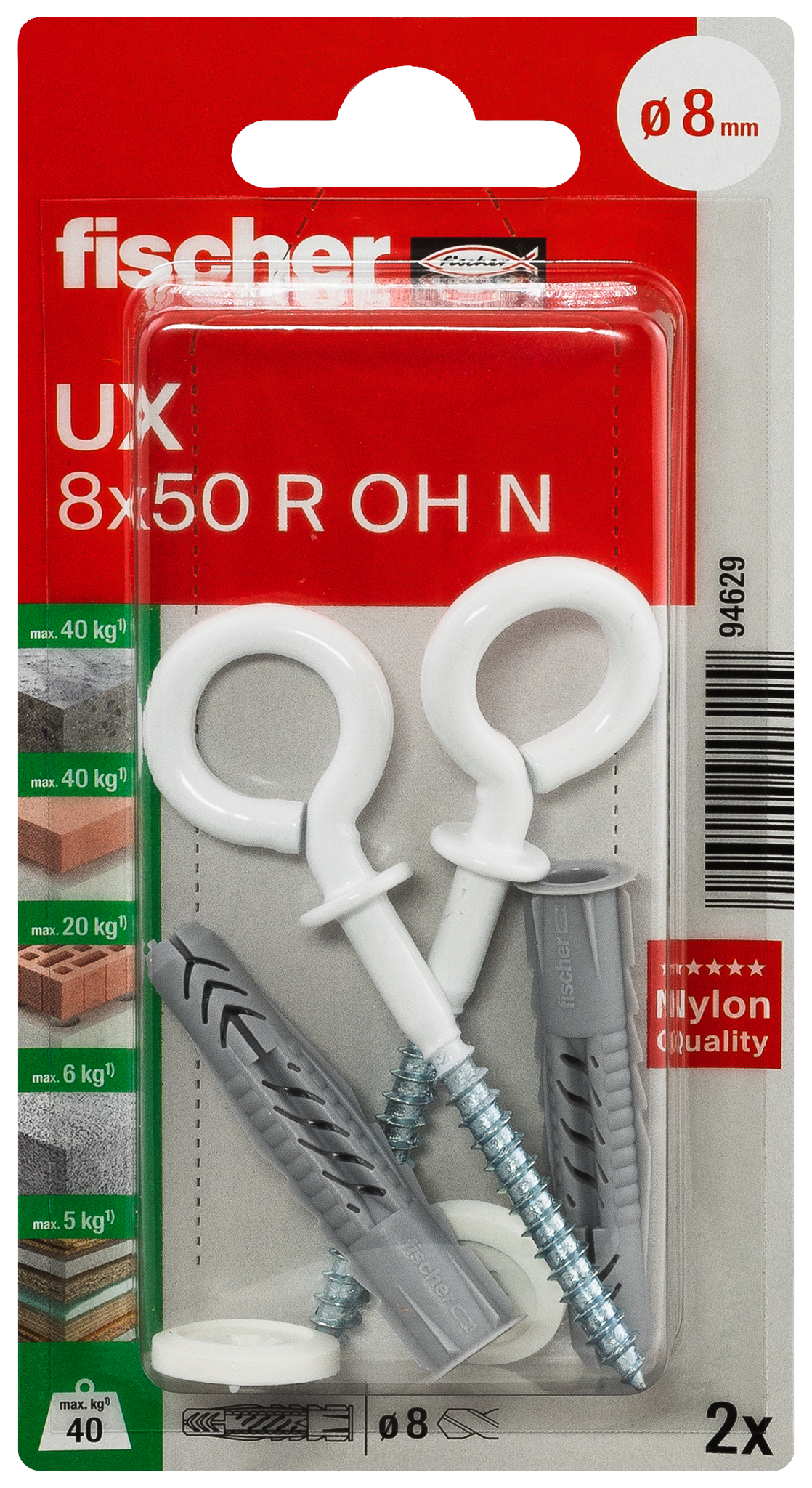 fischer Universaldübel UX 8 x 50 OH N K (2) fischer Universaldübel UX 8 x 50 OH N K (2)