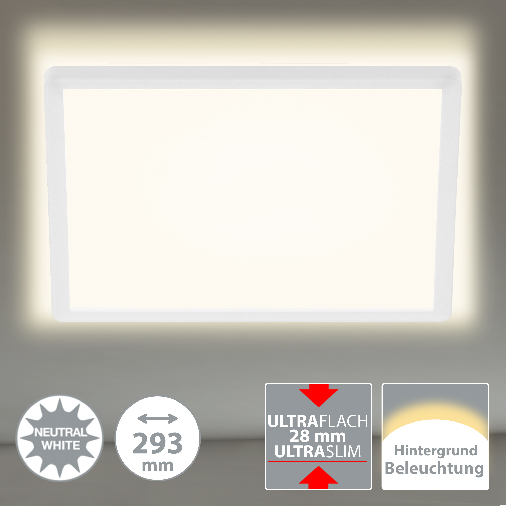 172709-5 Briloner Slim LED Deckenleuchte, 42x42 cm, eckig