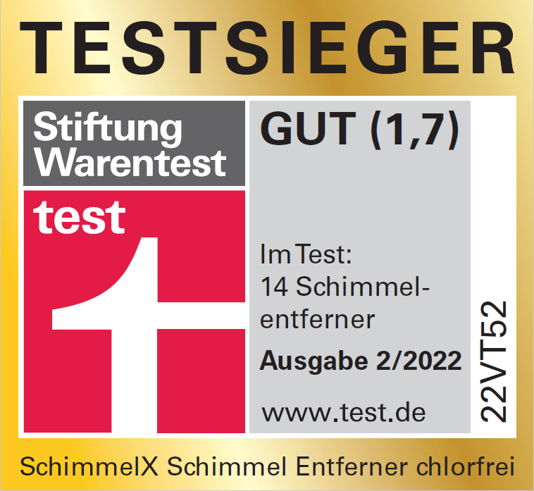 Testsieger-Logo SchimmelX Schimmel Entferner, chlorfrei