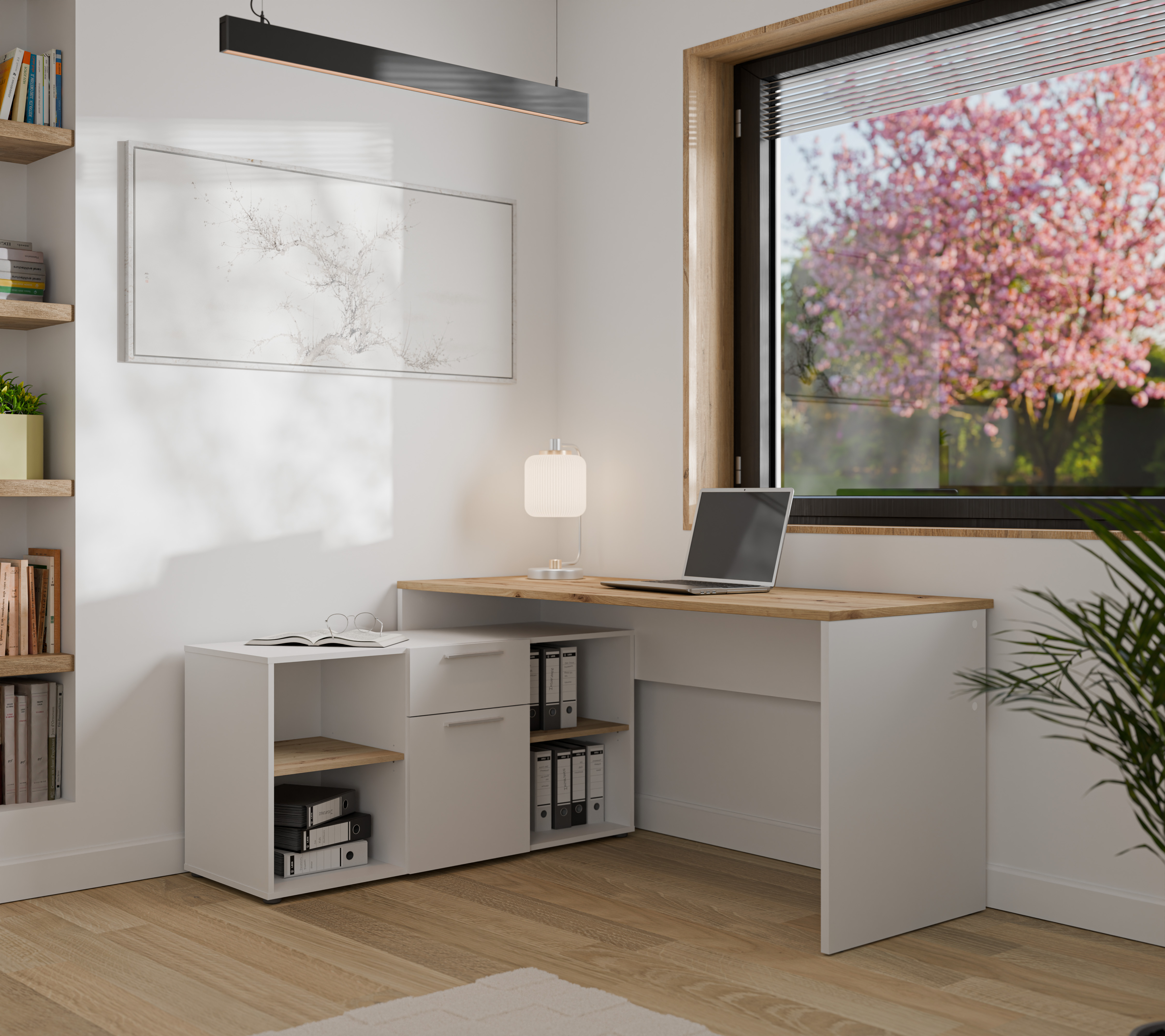 Forte Eckschreibtisch Coco, weiß/artisan