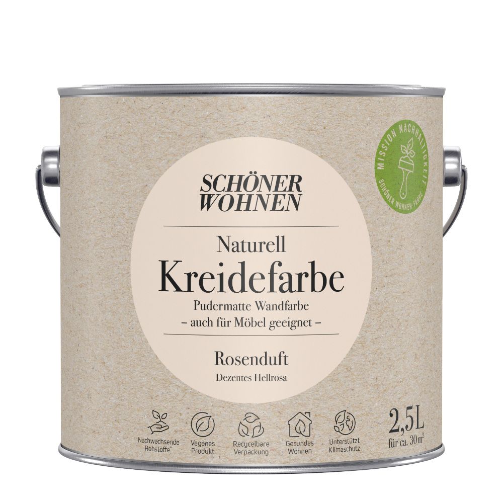 Schöner Wohnen Naturell Kreidefarbe, rosenduft, 2,5L Schöner Wohnen Naturell Kreidefarbe, rosenduft, 2,5L