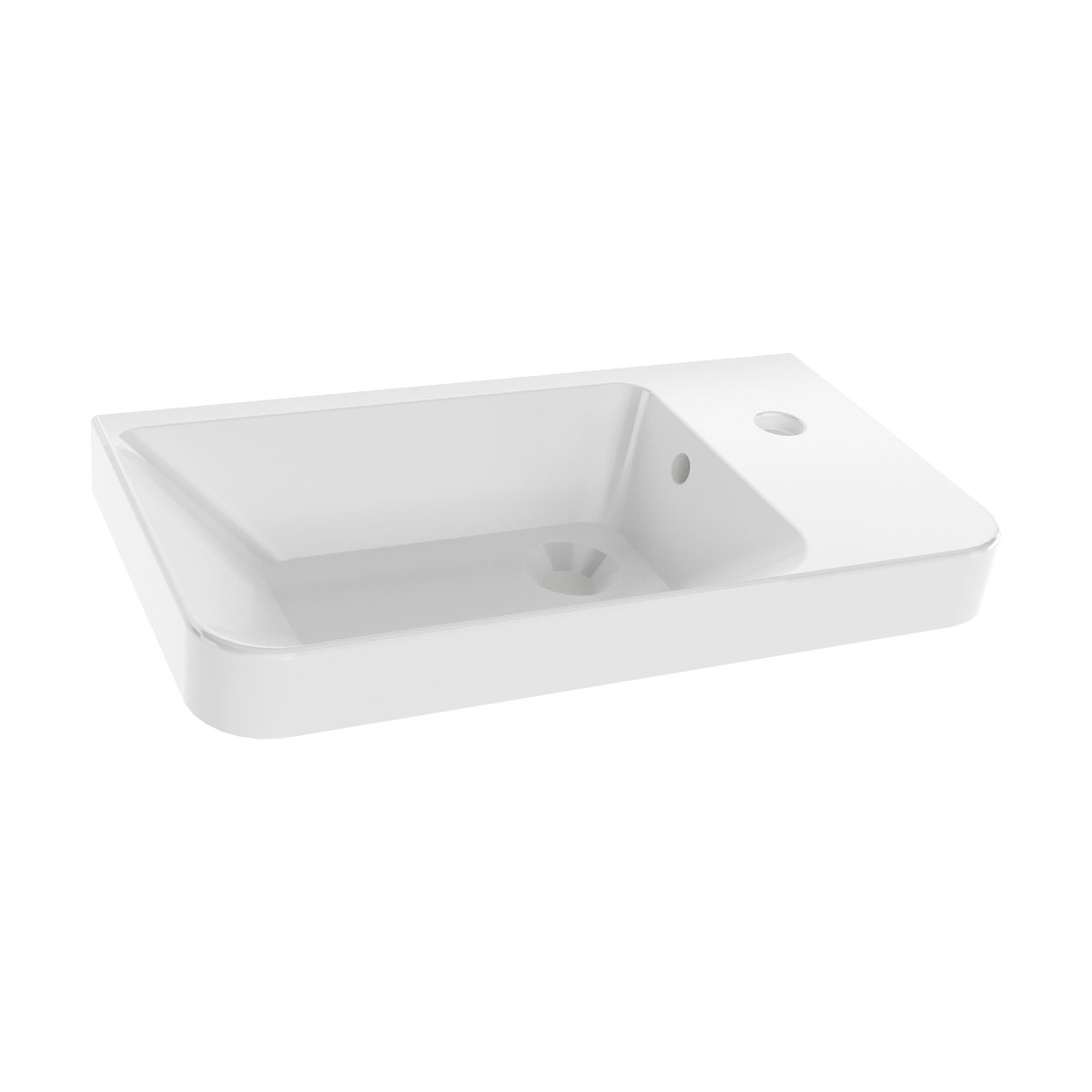 Fackelmann Keramik-Waschtisch für Gäste-WC MILANO,  B555 x H155 x T300 mm, links