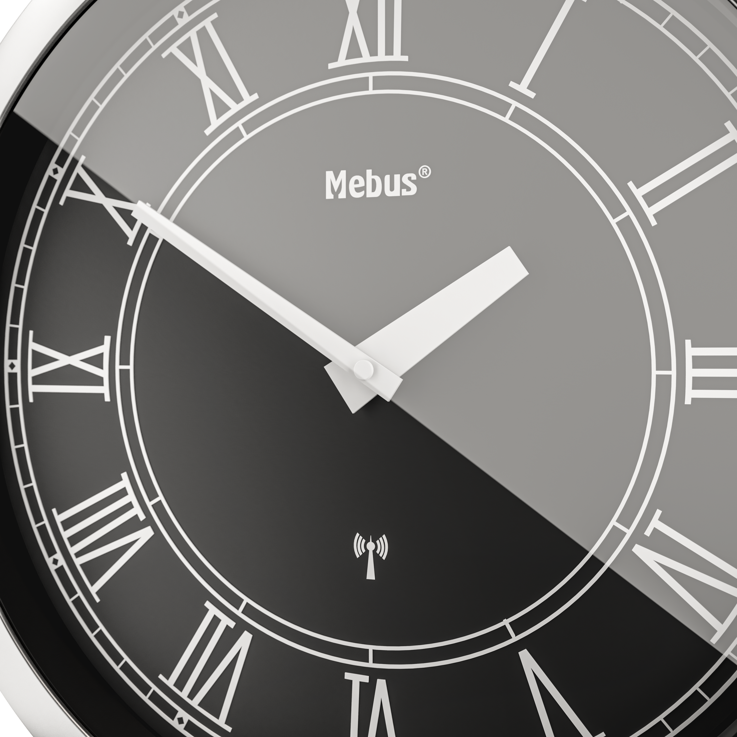 Mebus Funkwanduhr, Ø 25 cm, schwarz, römisch