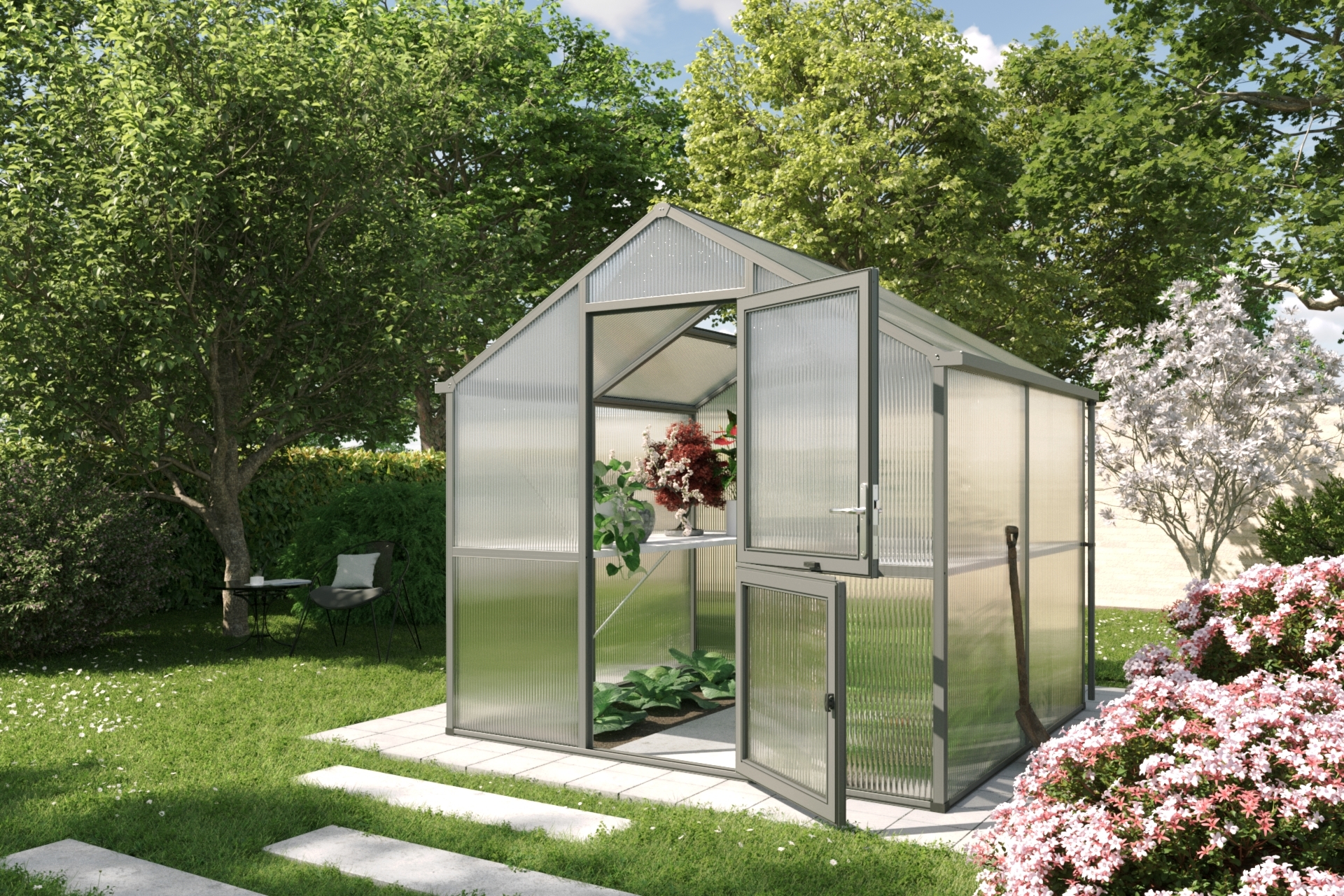 KGT Gewächshaus Iris II, anthrazit-grau