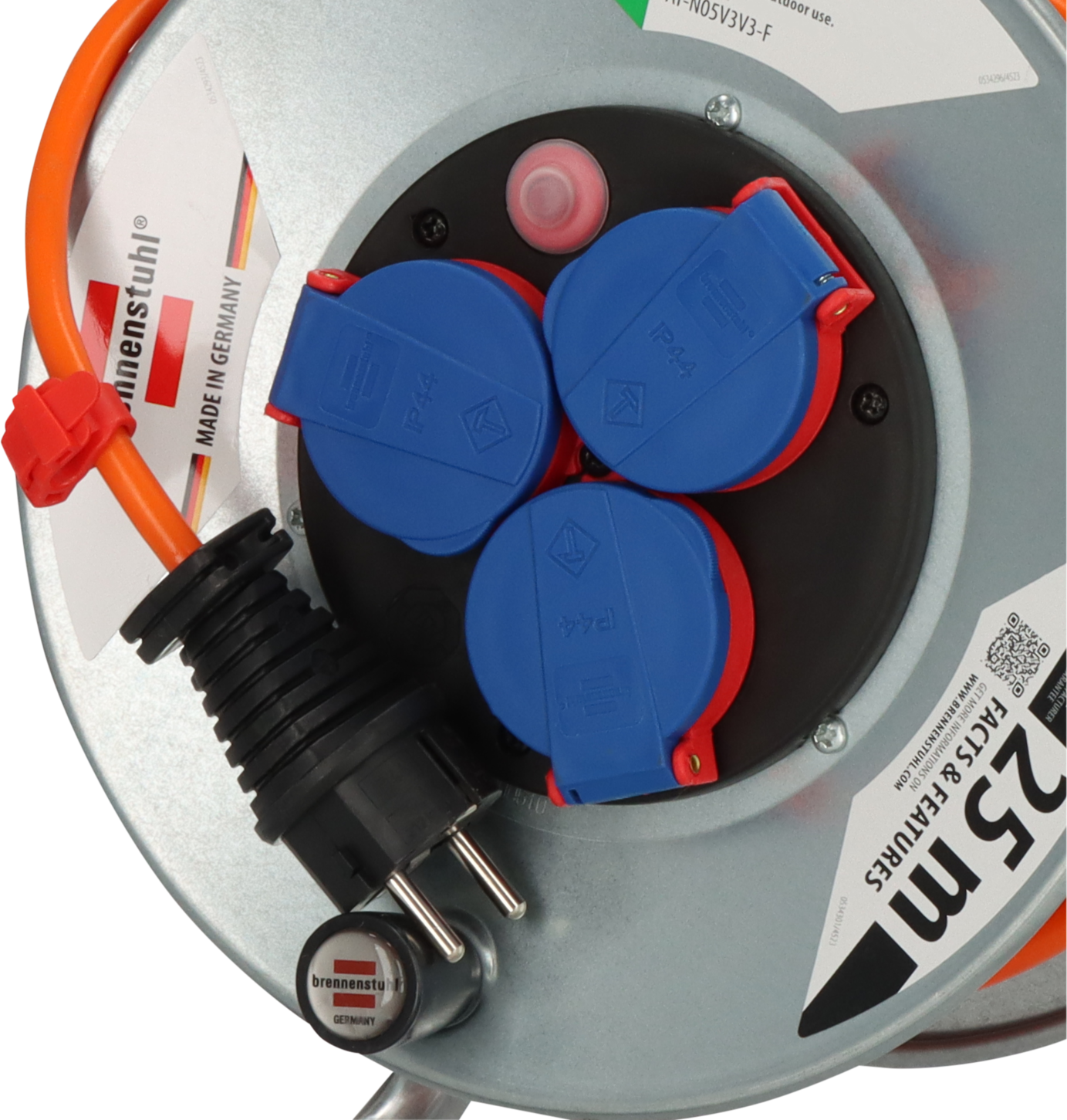 Brennenstuhl Garant S IP44 Kabeltrommel, 25 m Kabel in orange