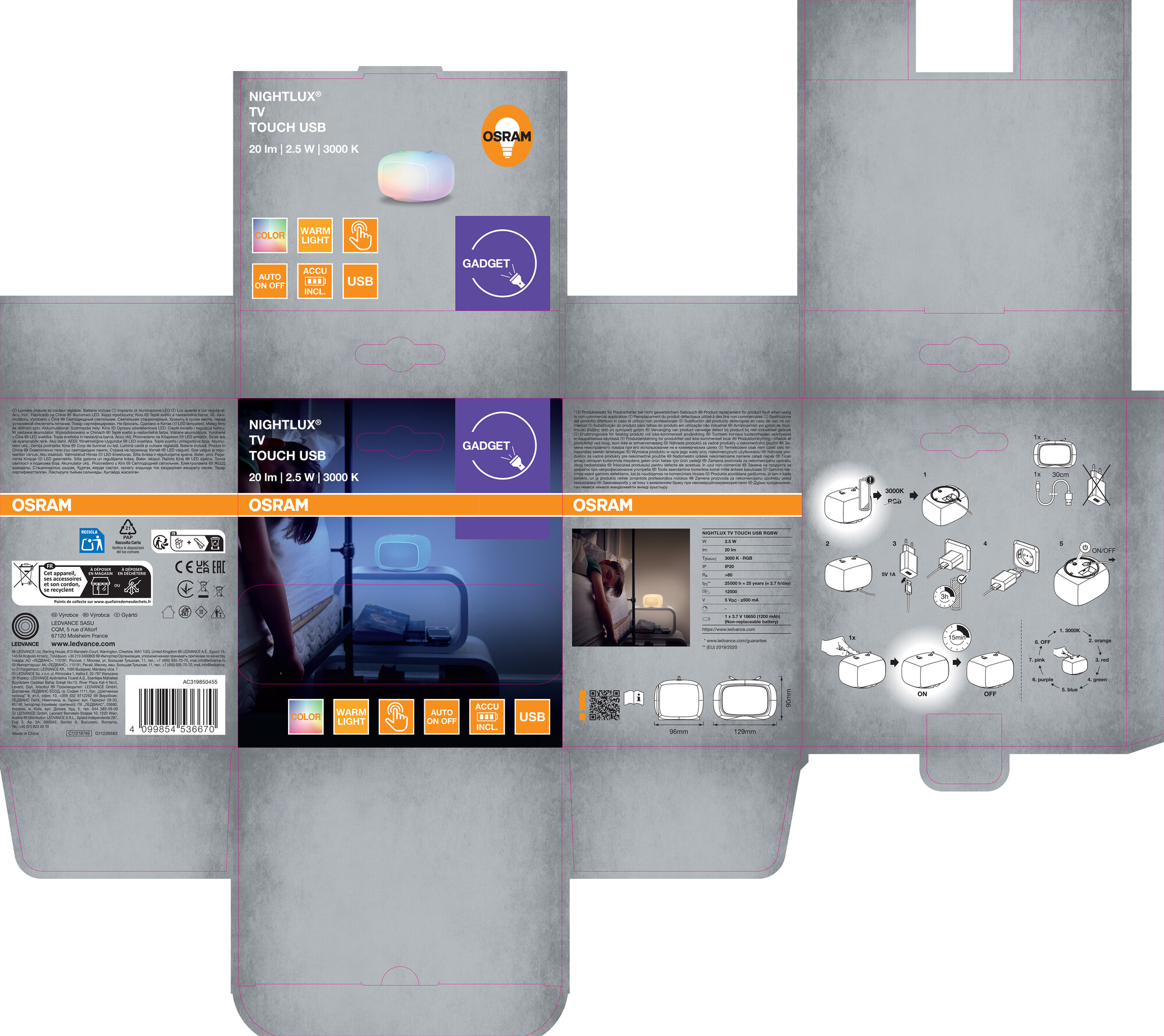 Osram RGBW-Nachtlicht "Nightlux TV Touch USB"