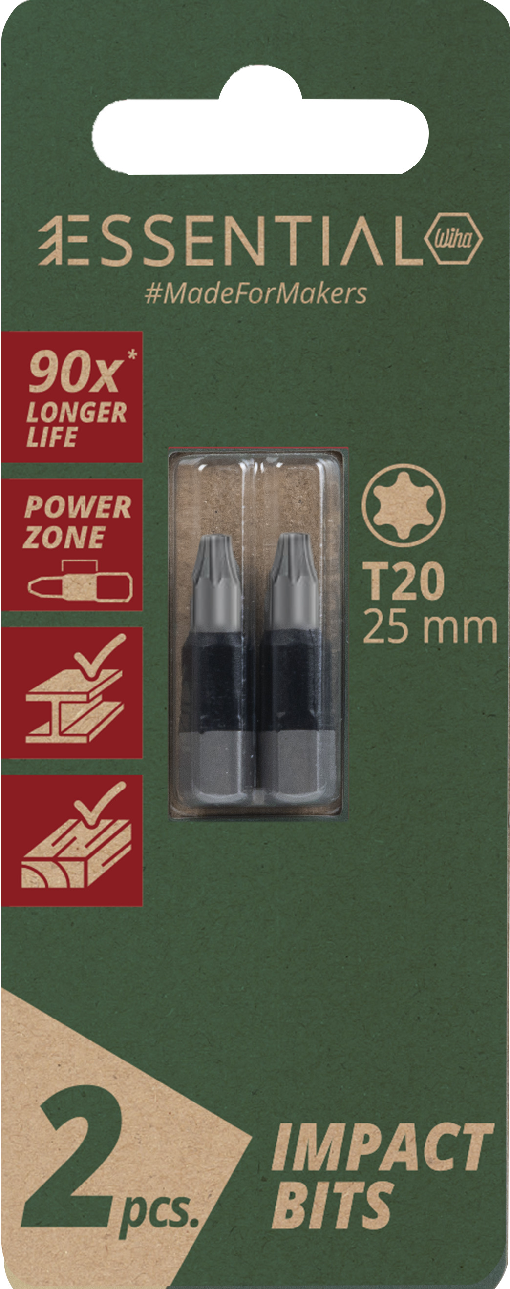 Wiha Impact Bit Set essential 25 mm Torx® (T20) 2 St. 1/4" C6,3