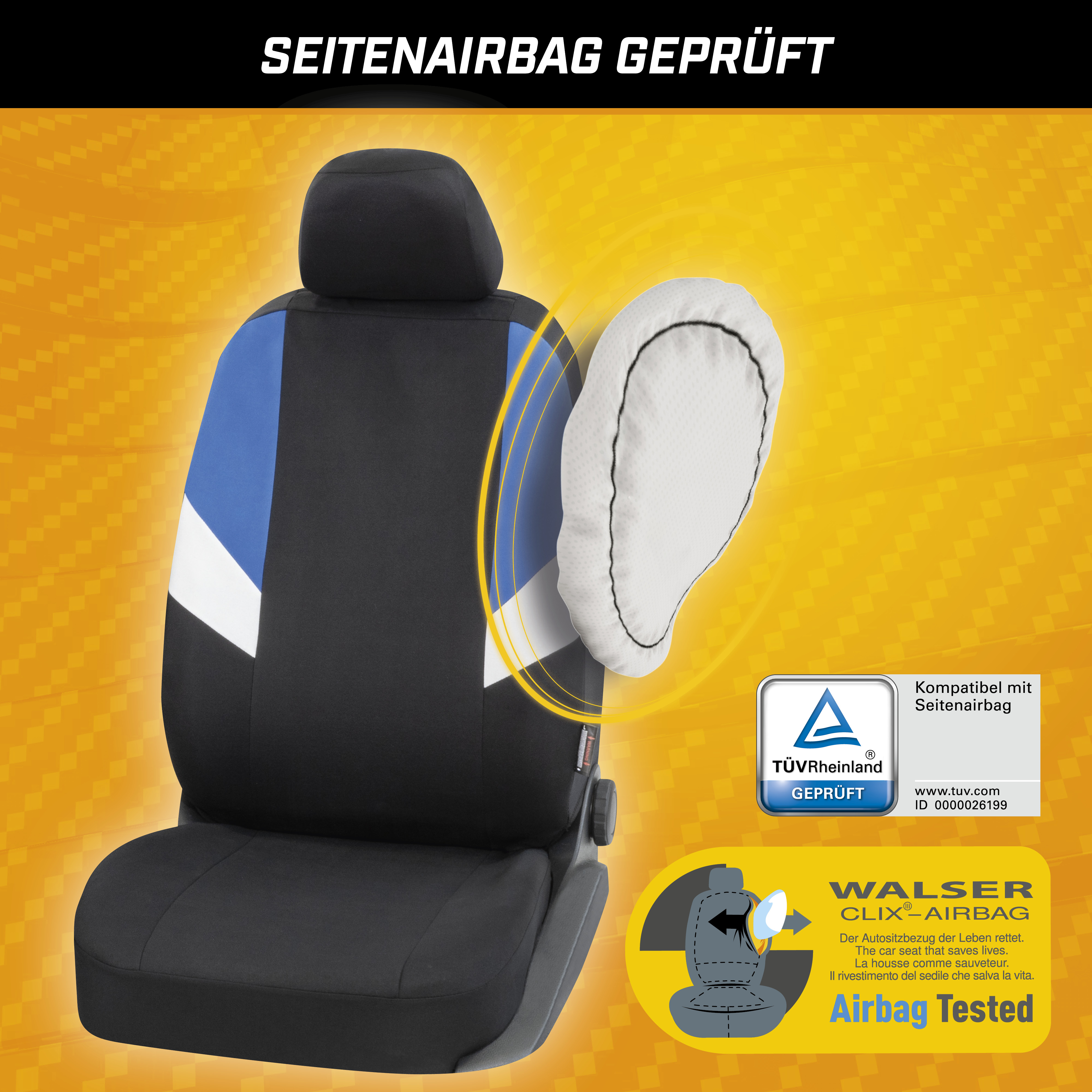 CarComfort Autositzbezug Cala, schwarz/blau, 2VS 2-teilig, 2NS CarComfort Autositzbezug Cala, schwarz/blau, 2VS 2-teilig, 2NS