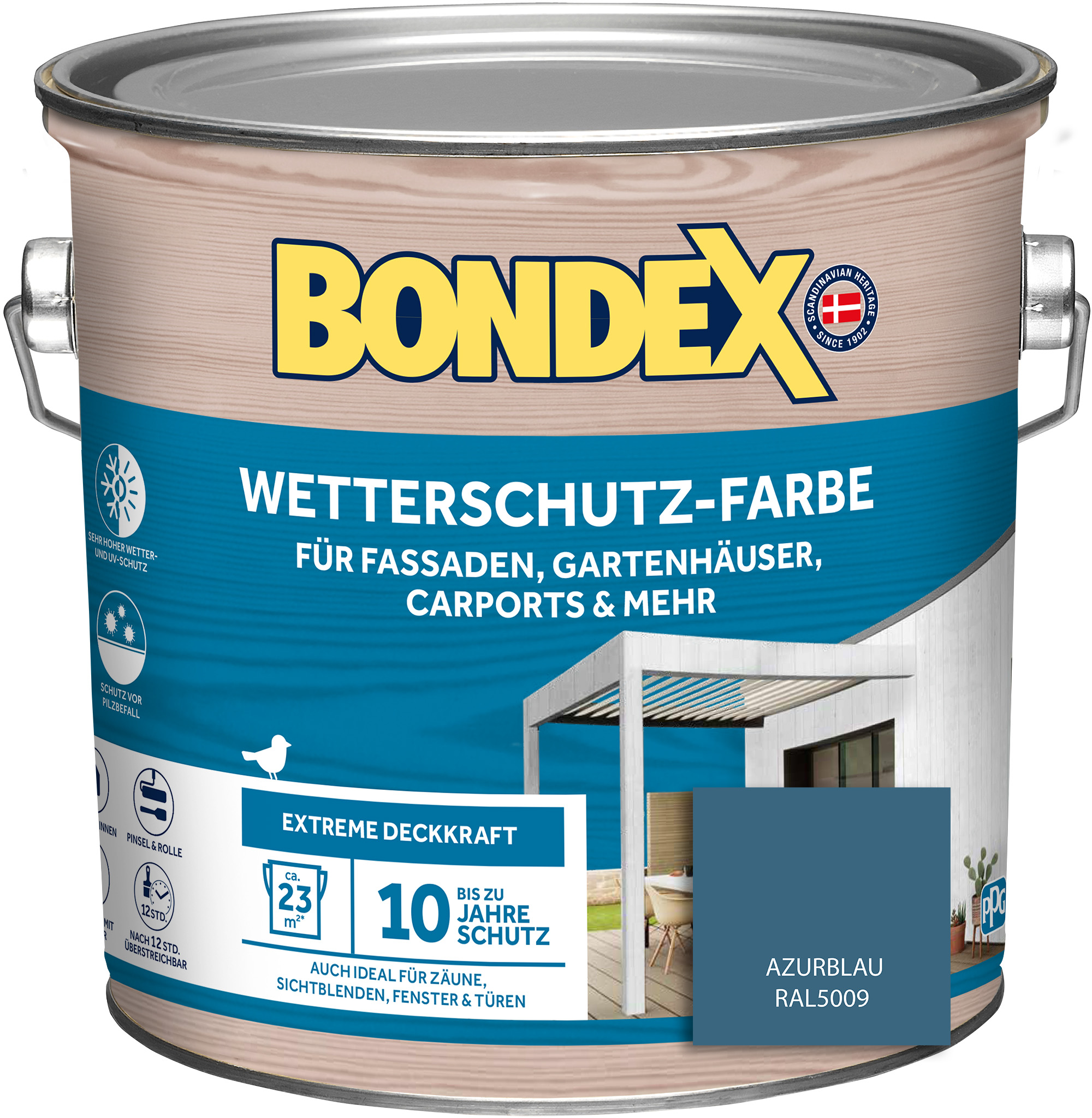 Bondex Wetterschutz-Farbe, azur, 2,5 l Bondex Wetterschutz-Farbe, azur, 2,5 l